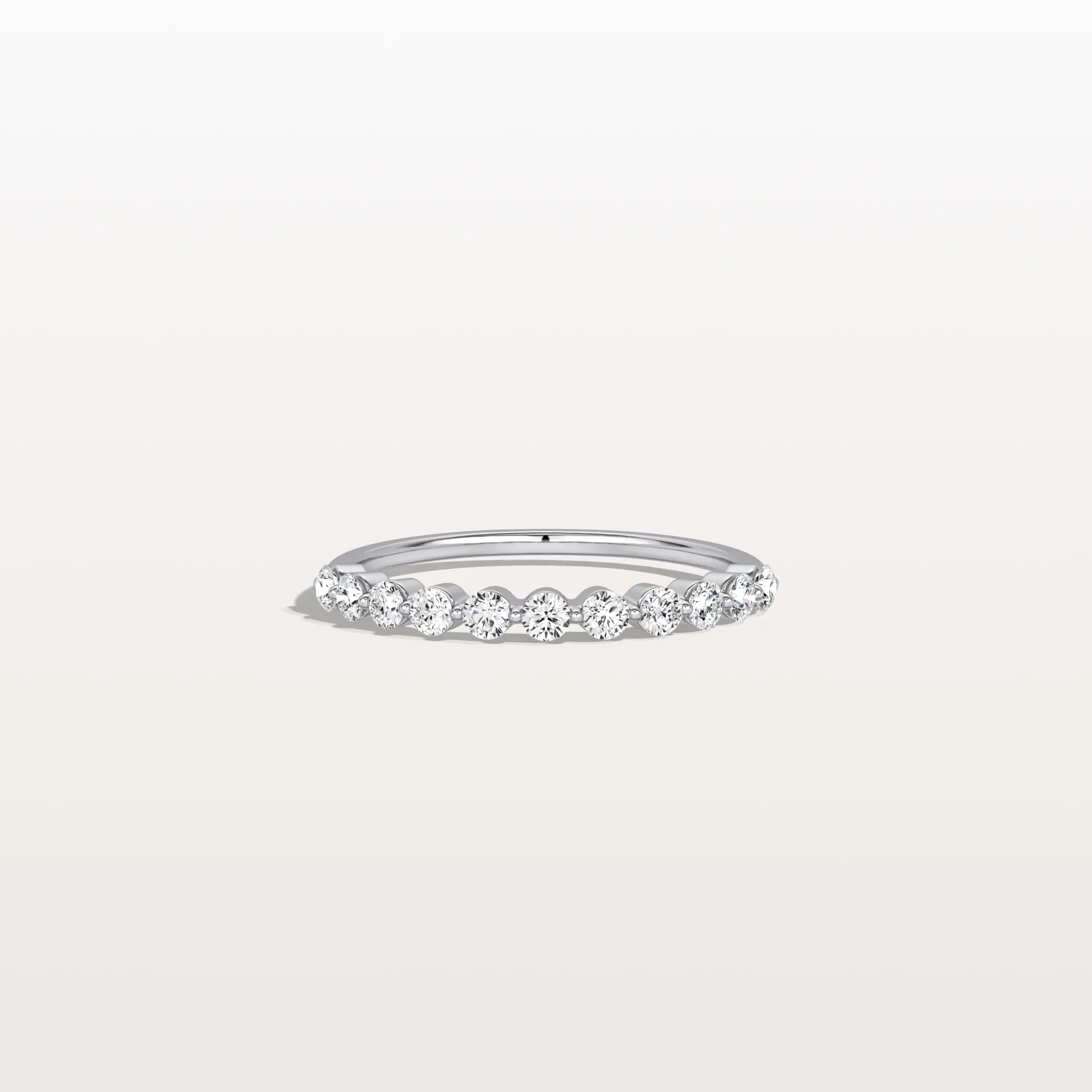 Half Eternity Lab Grown Diamond Ring-Round Cut Stackable Wedding Band - Image 8