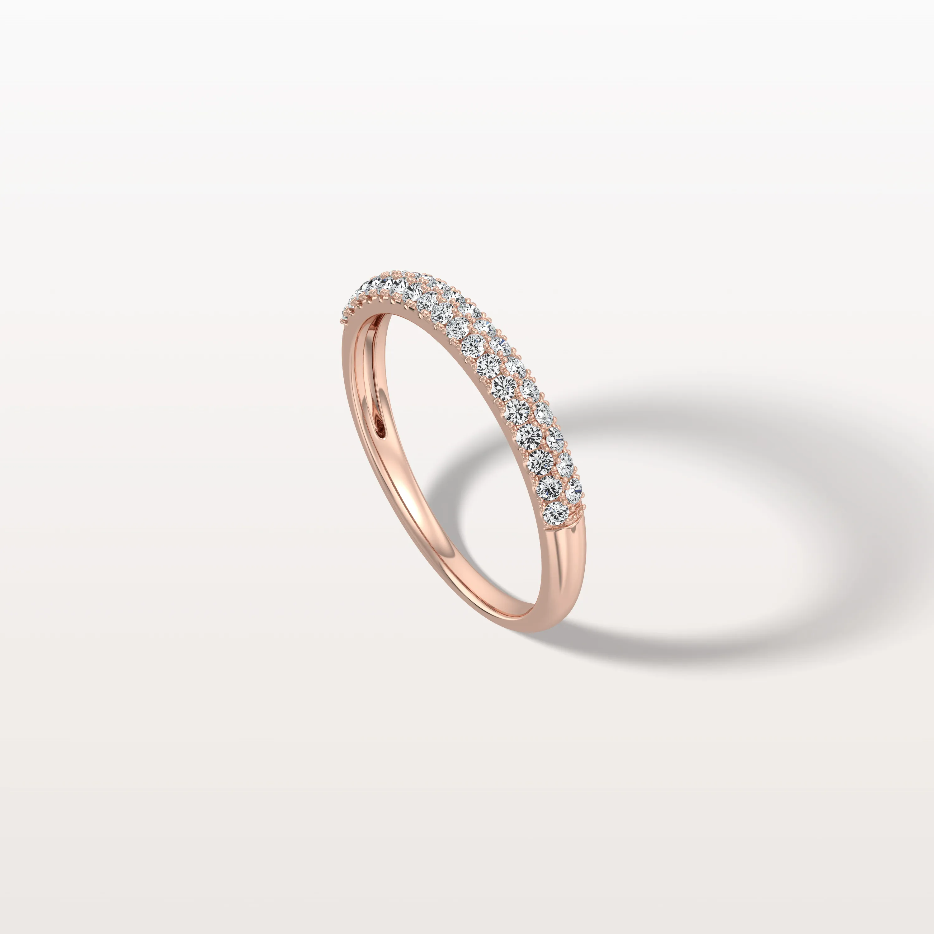 Half Eternity Pave Lab Diamond Ring-Stackable 14K Gold/Platinum Band - Image 12