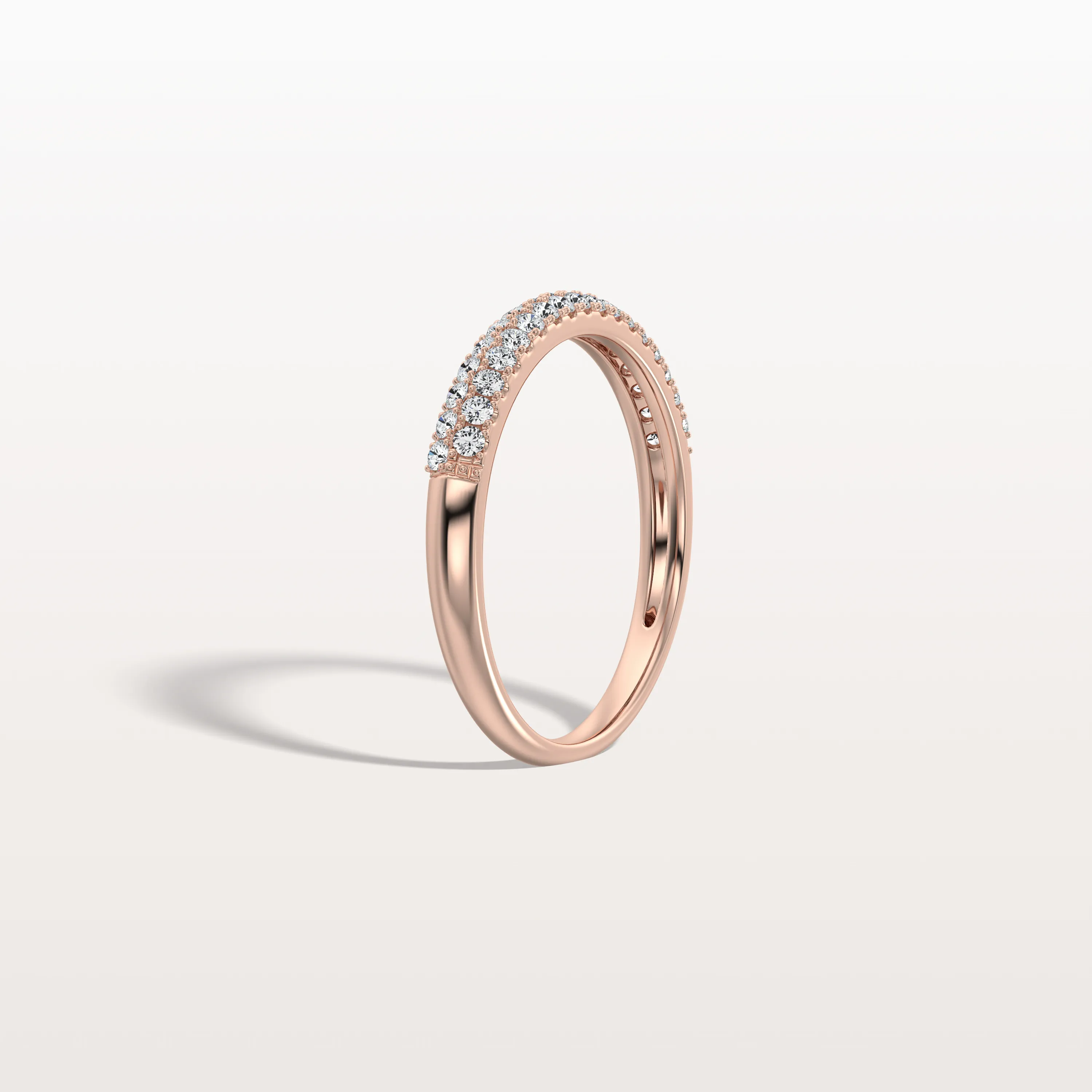 Half Eternity Pave Lab Diamond Ring-Stackable 14K Gold/Platinum Band - Image 16