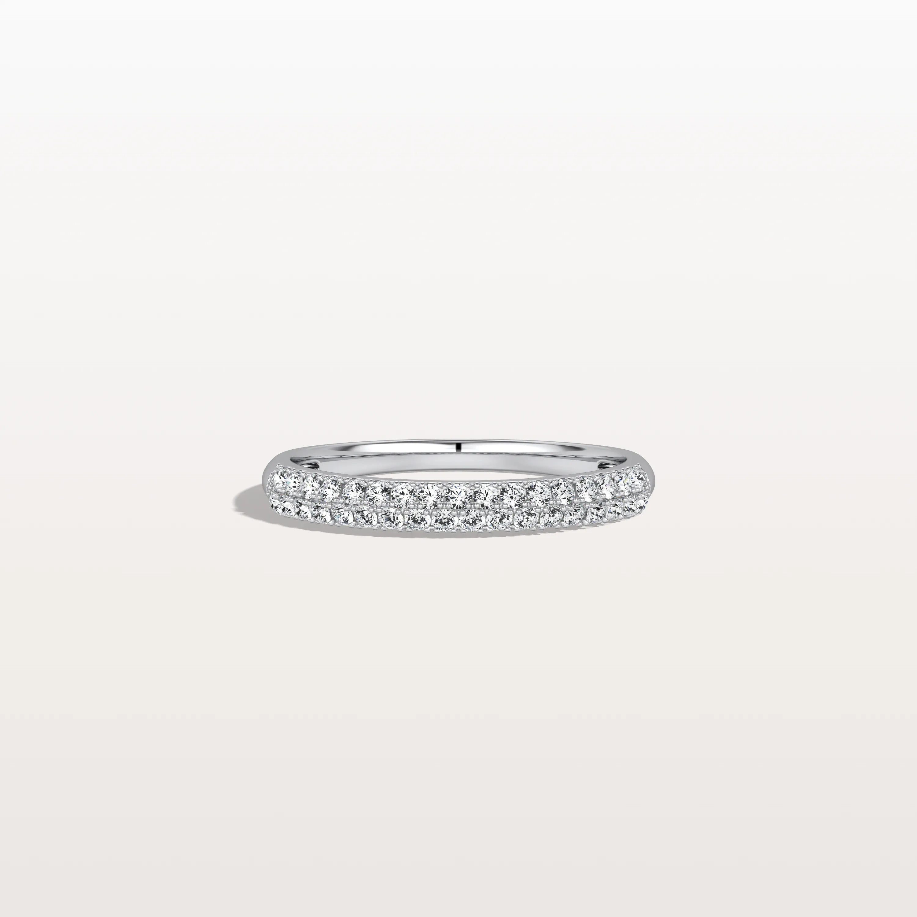 Half Eternity Pave Lab Diamond Ring-Stackable 14K Gold/Platinum Band - Image 17