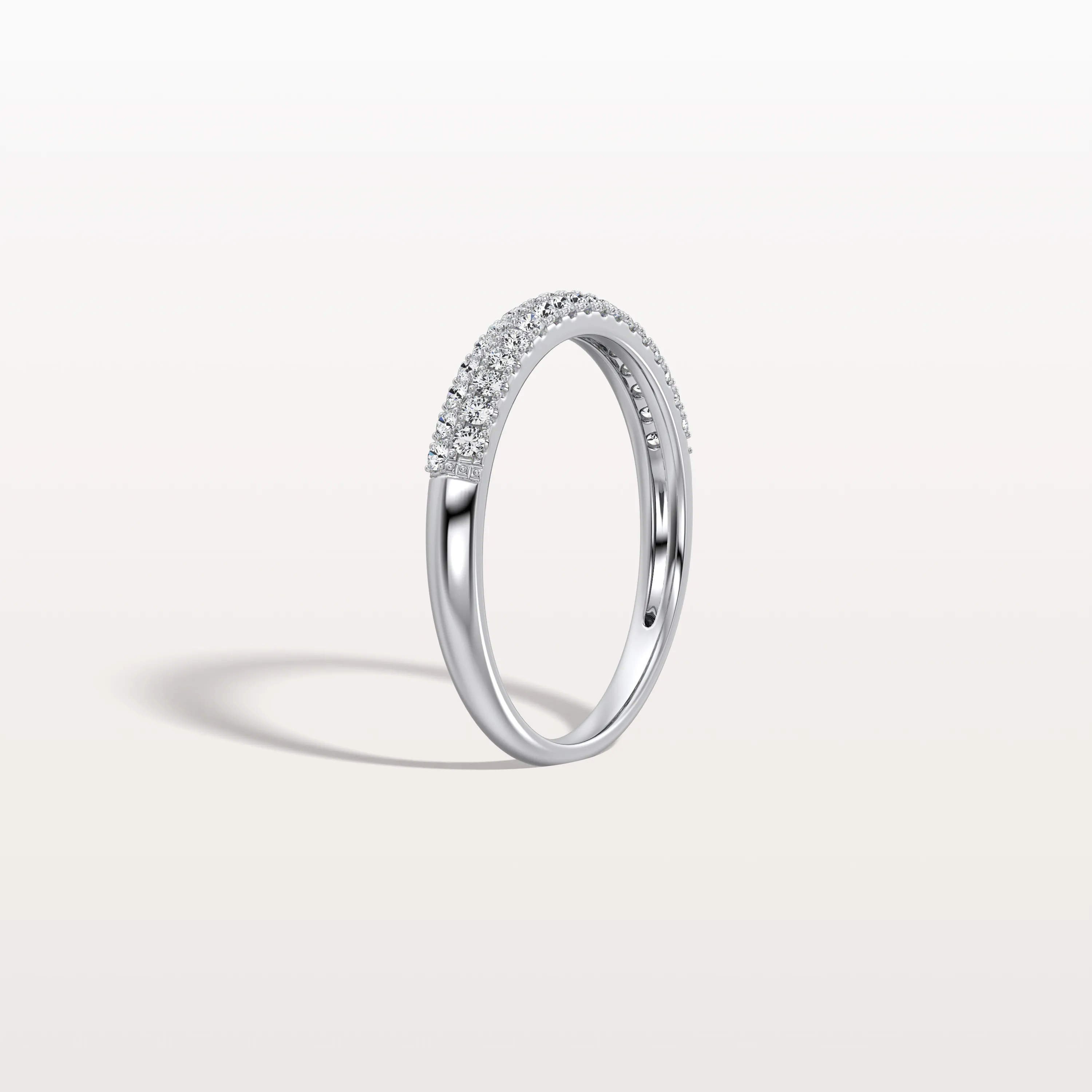 Half Eternity Pave Lab Diamond Ring-Stackable 14K Gold/Platinum Band - Image 20