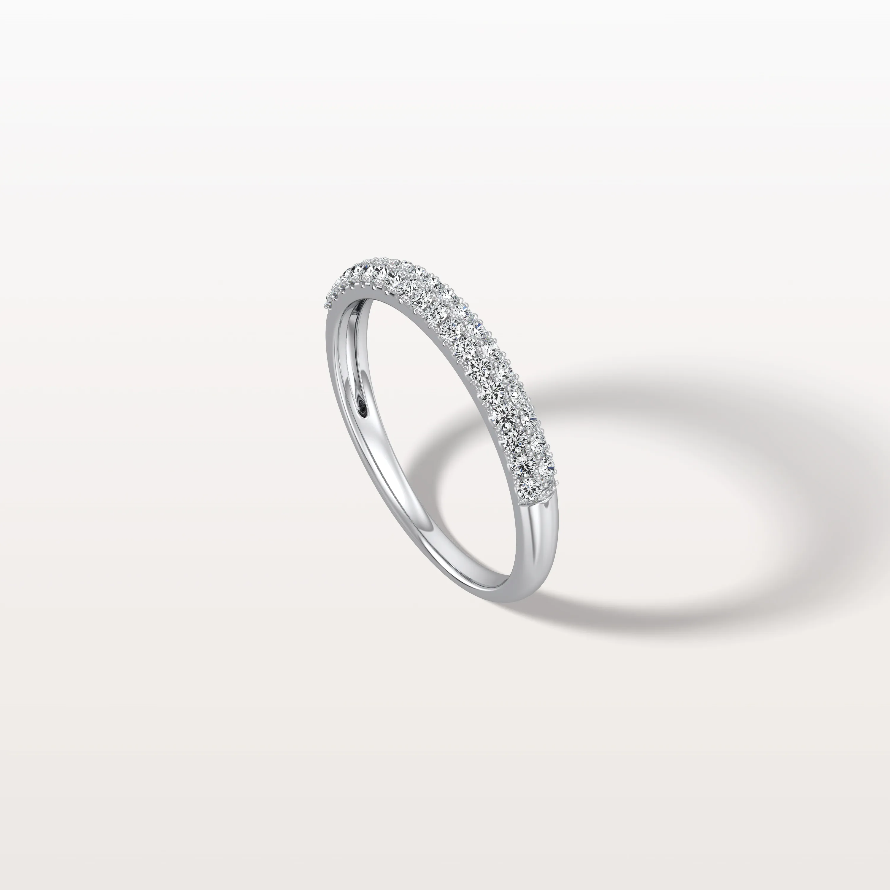 Half Eternity Pave Lab Diamond Ring-Stackable 14K Gold/Platinum Band - Image 21