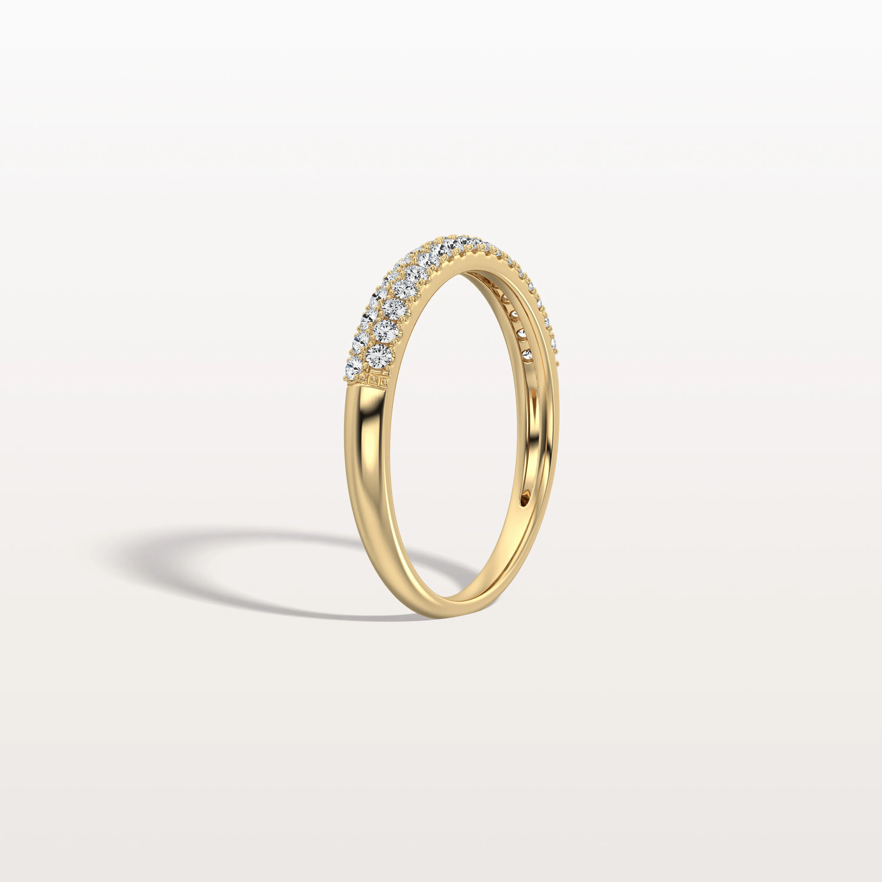 Half Eternity Pave Lab Diamond Ring-Stackable 14K Gold/Platinum Band - Image 4