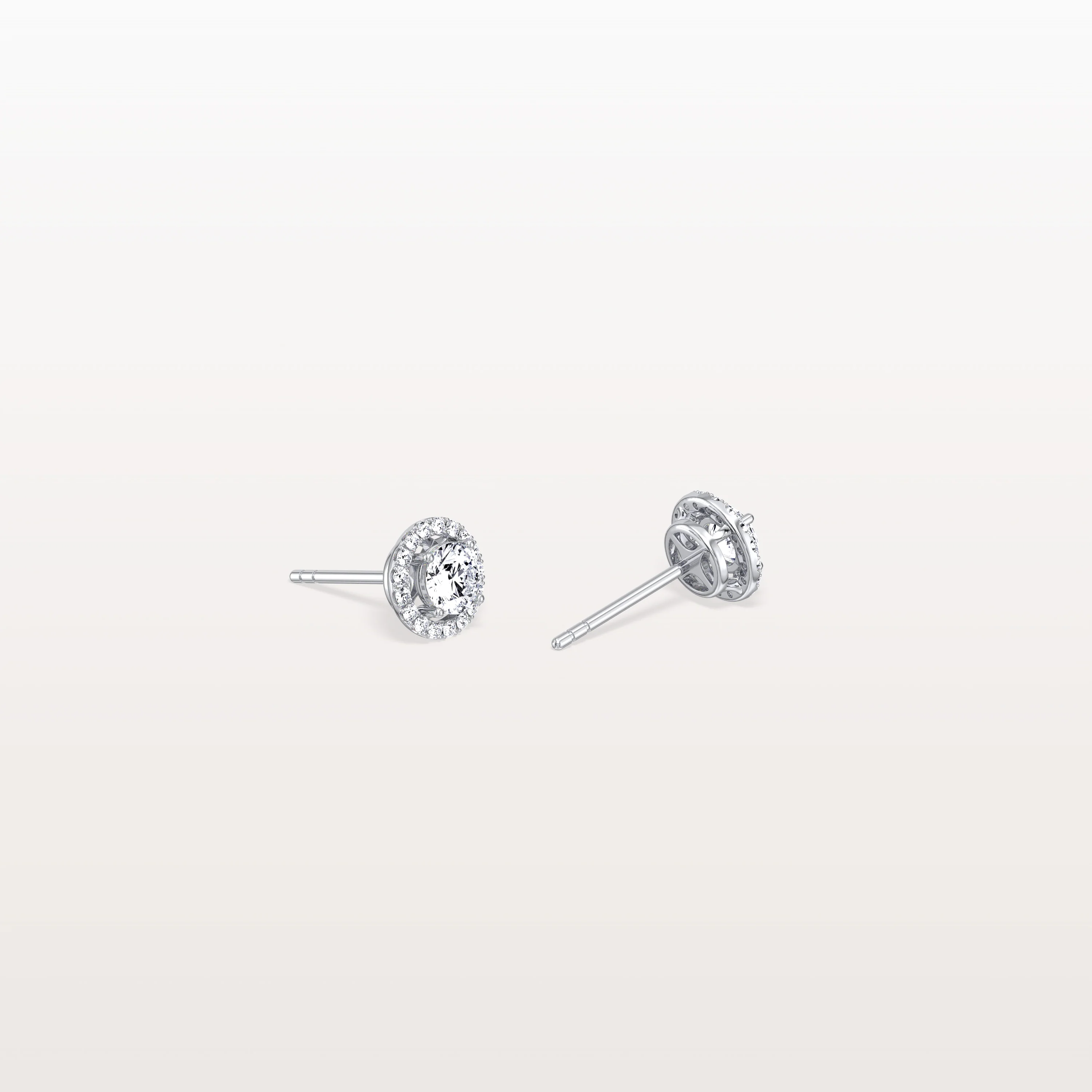 Halo Brilliant Round Lab Grown Diamond Studs - Image 24