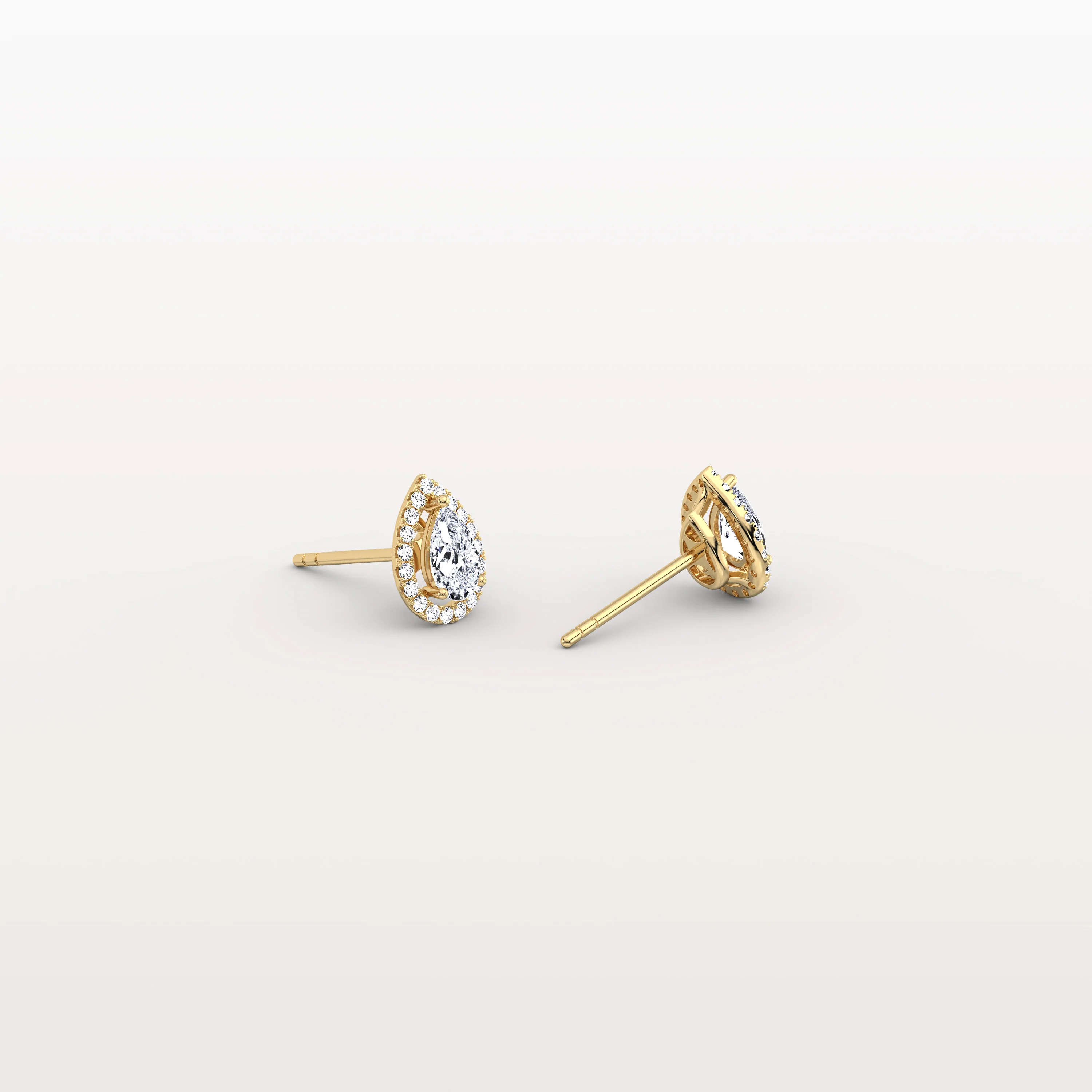Halo Pear-Shaped Lab Diamond Stud Earrings - Image 11