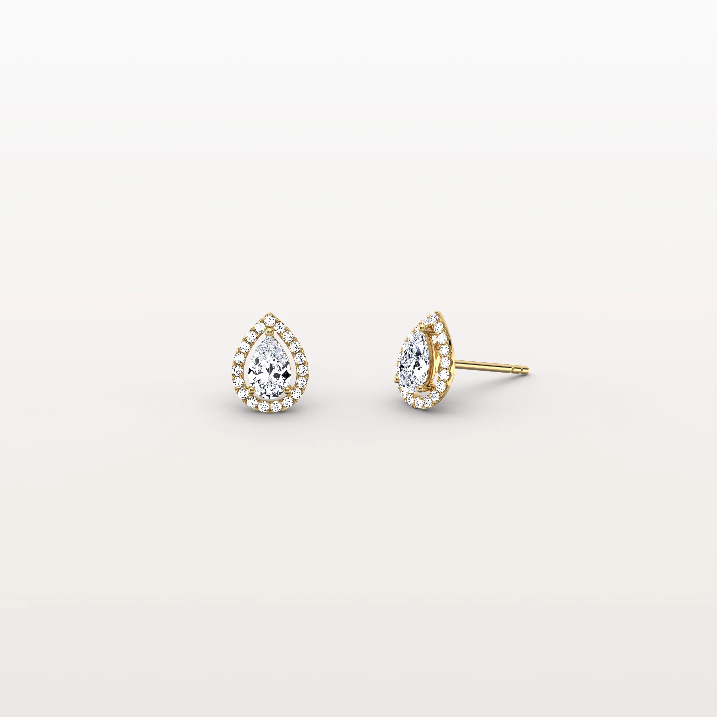 Halo Pear-Shaped Lab Diamond Stud Earrings - Image 12