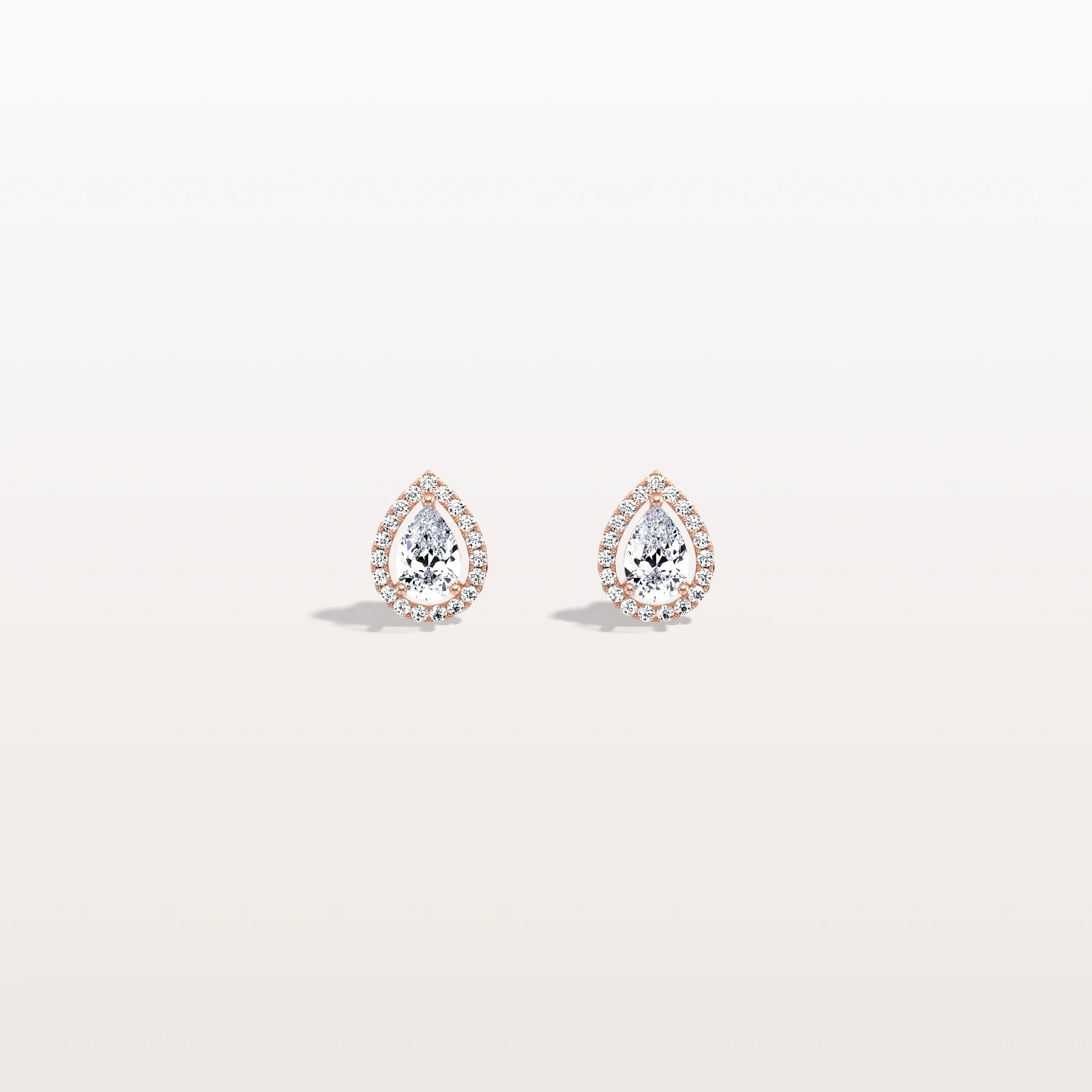 Halo Pear-Shaped Lab Diamond Stud Earrings - Image 14