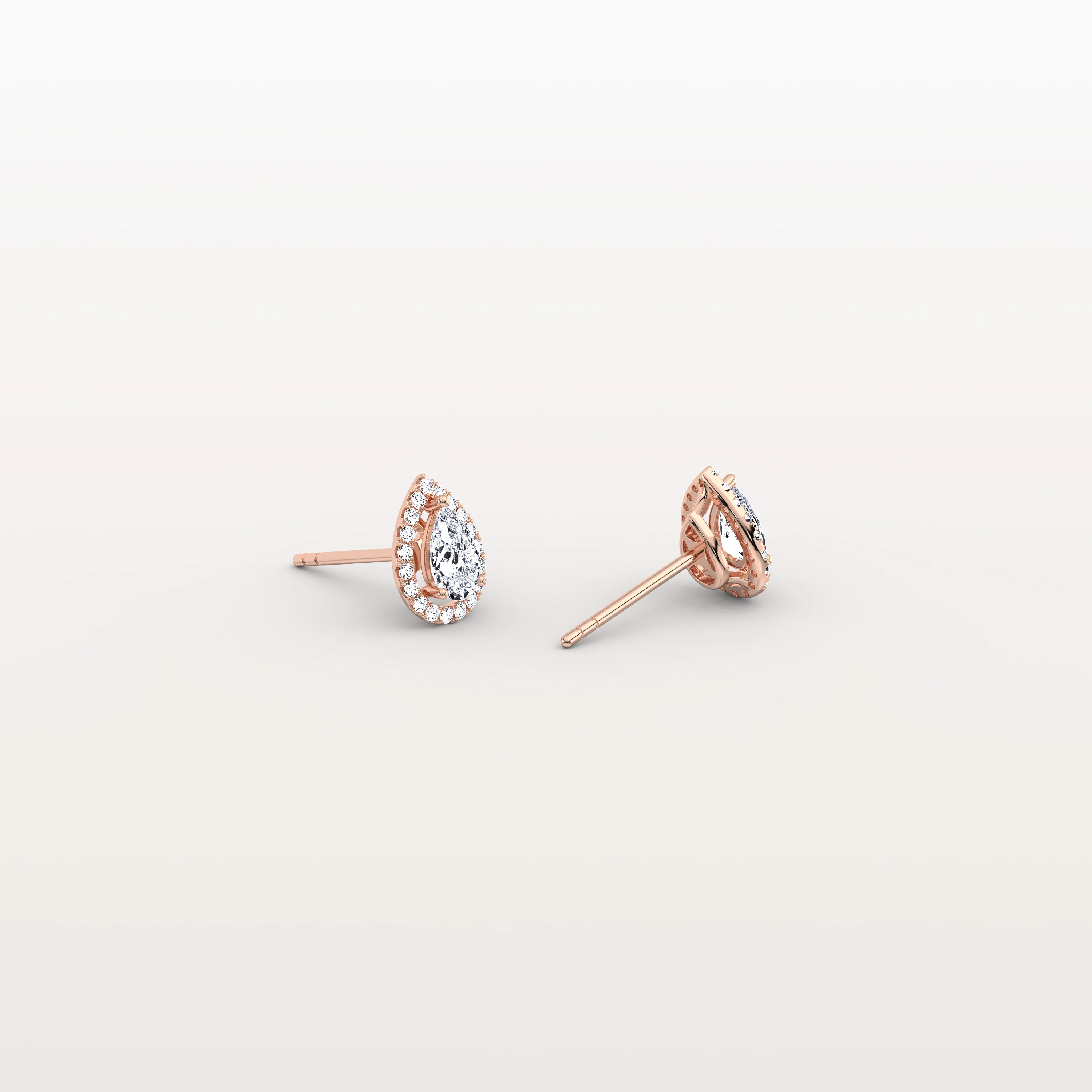 Halo Pear-Shaped Lab Diamond Stud Earrings - Image 17