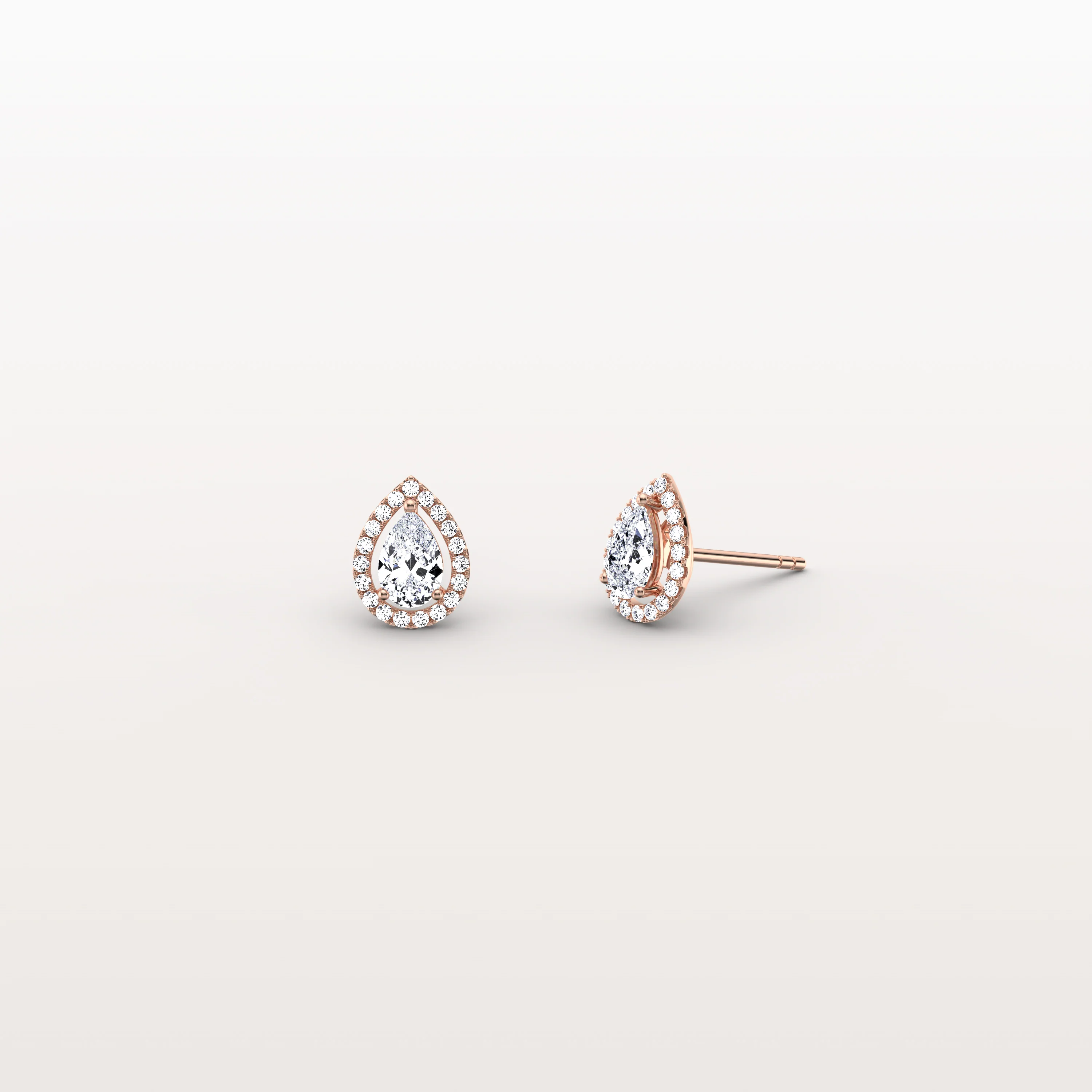 Halo Pear-Shaped Lab Diamond Stud Earrings - Image 18