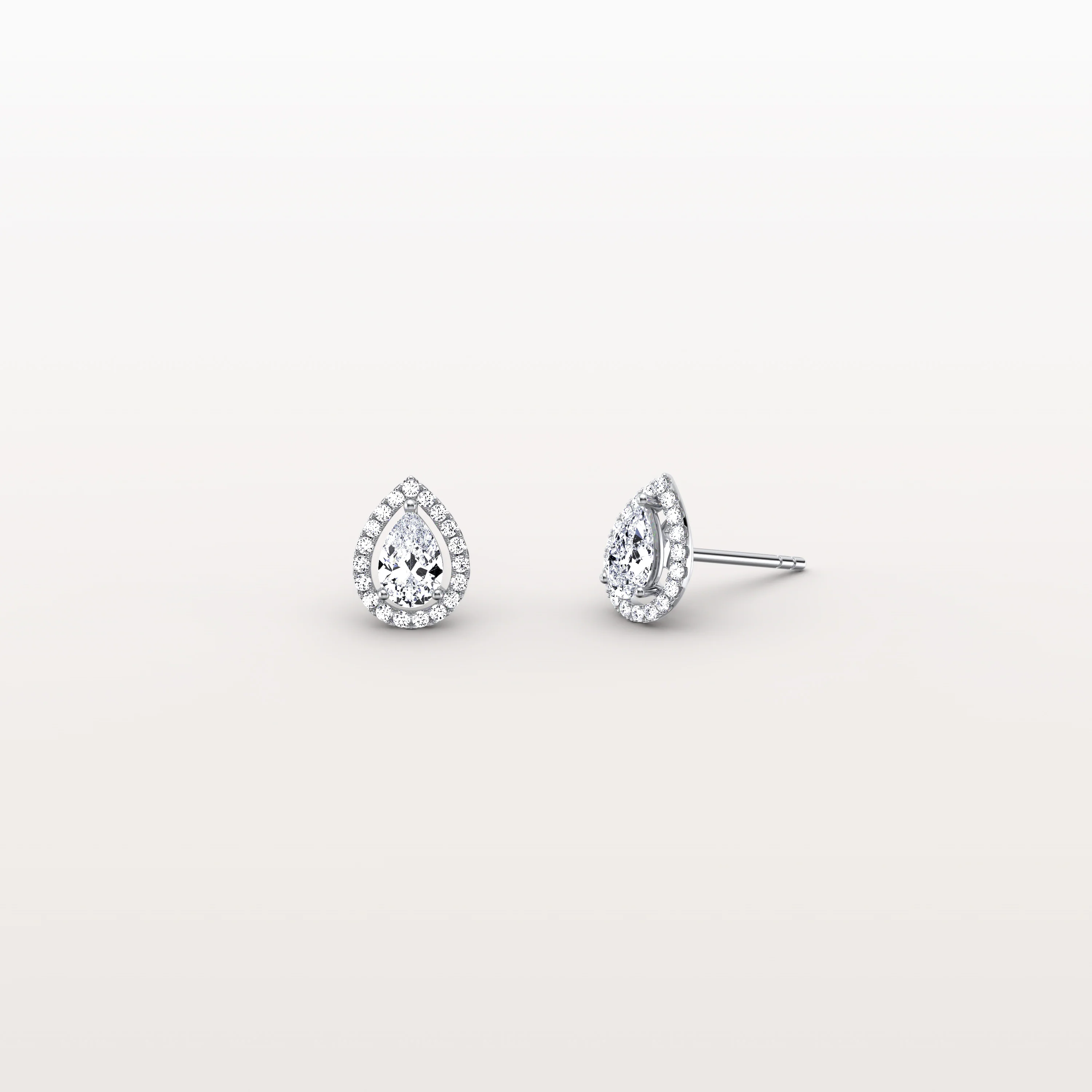 Halo Pear-Shaped Lab Diamond Stud Earrings - Image 24