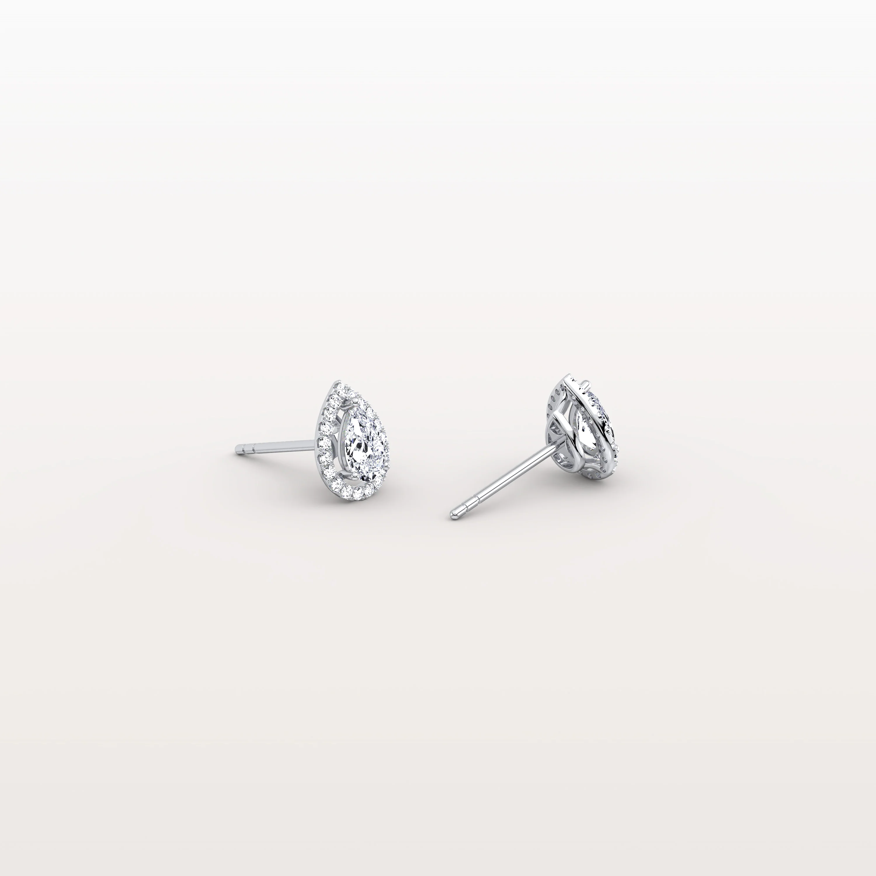 Halo Pear-Shaped Lab Diamond Stud Earrings - Image 4