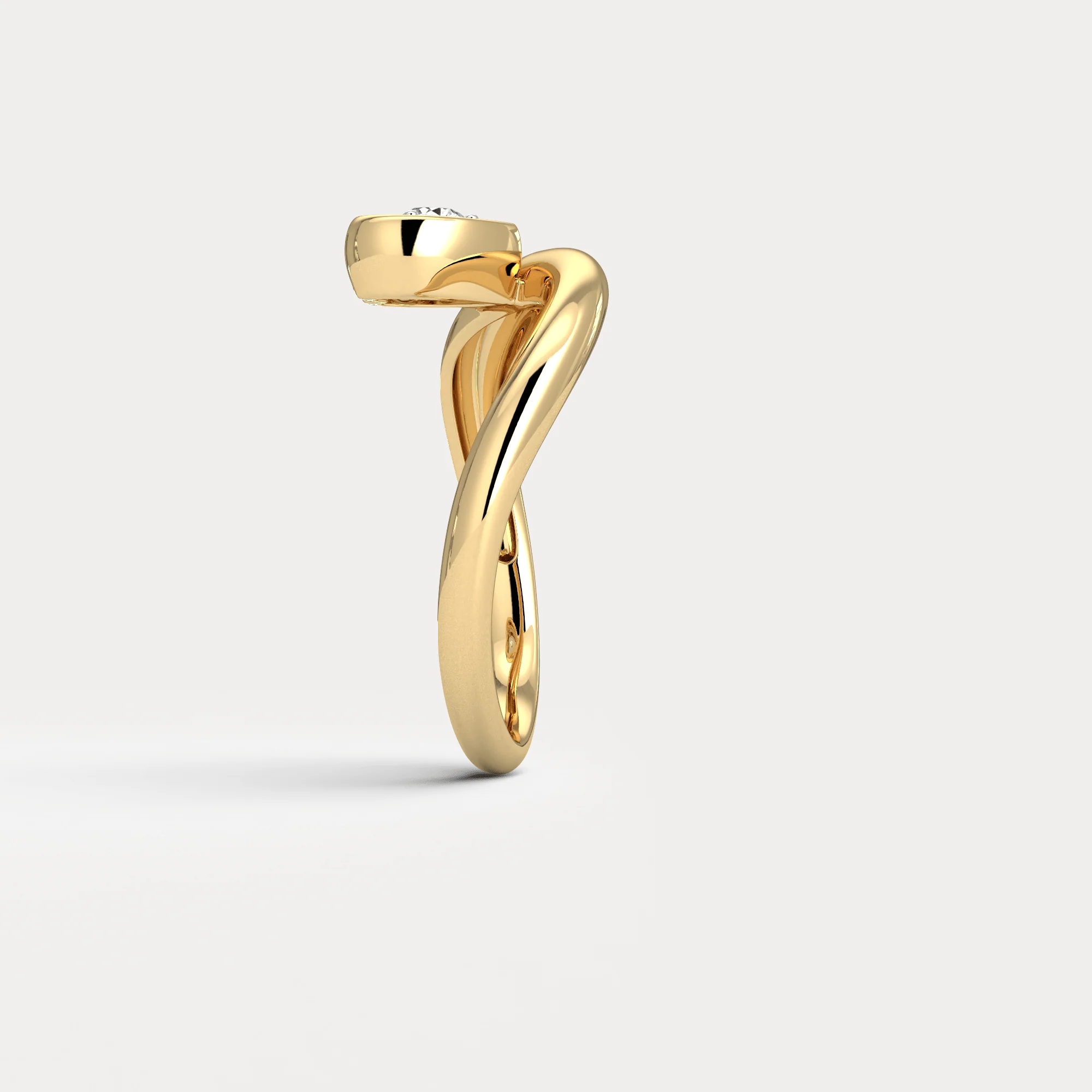 Heart Shaped Diamond Bezel Wave Ring in Sterling Silver - Image 4