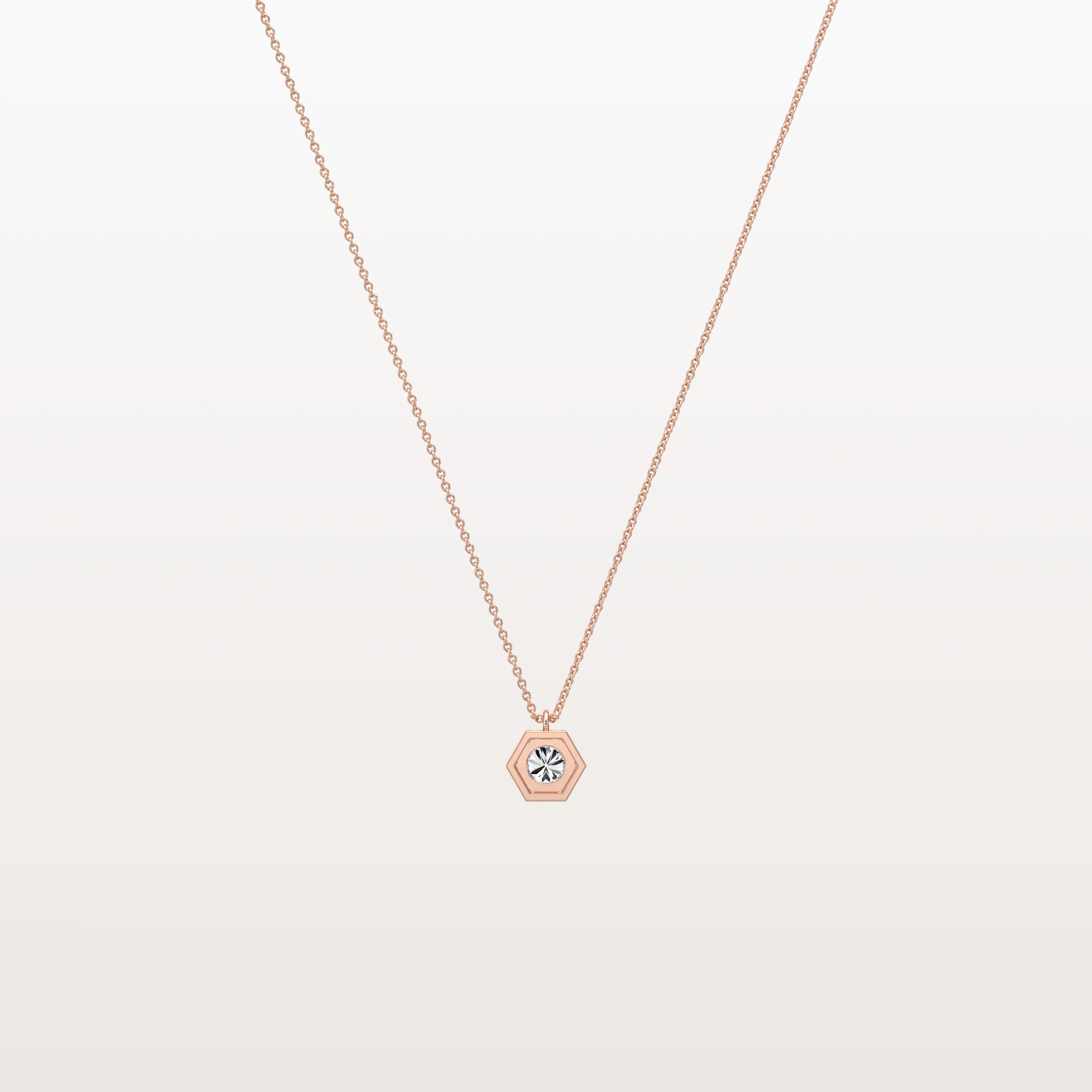 Hexagon Bezel Lab Grown Diamond Necklace in 14K Solid Gold/Platinum - Image 15