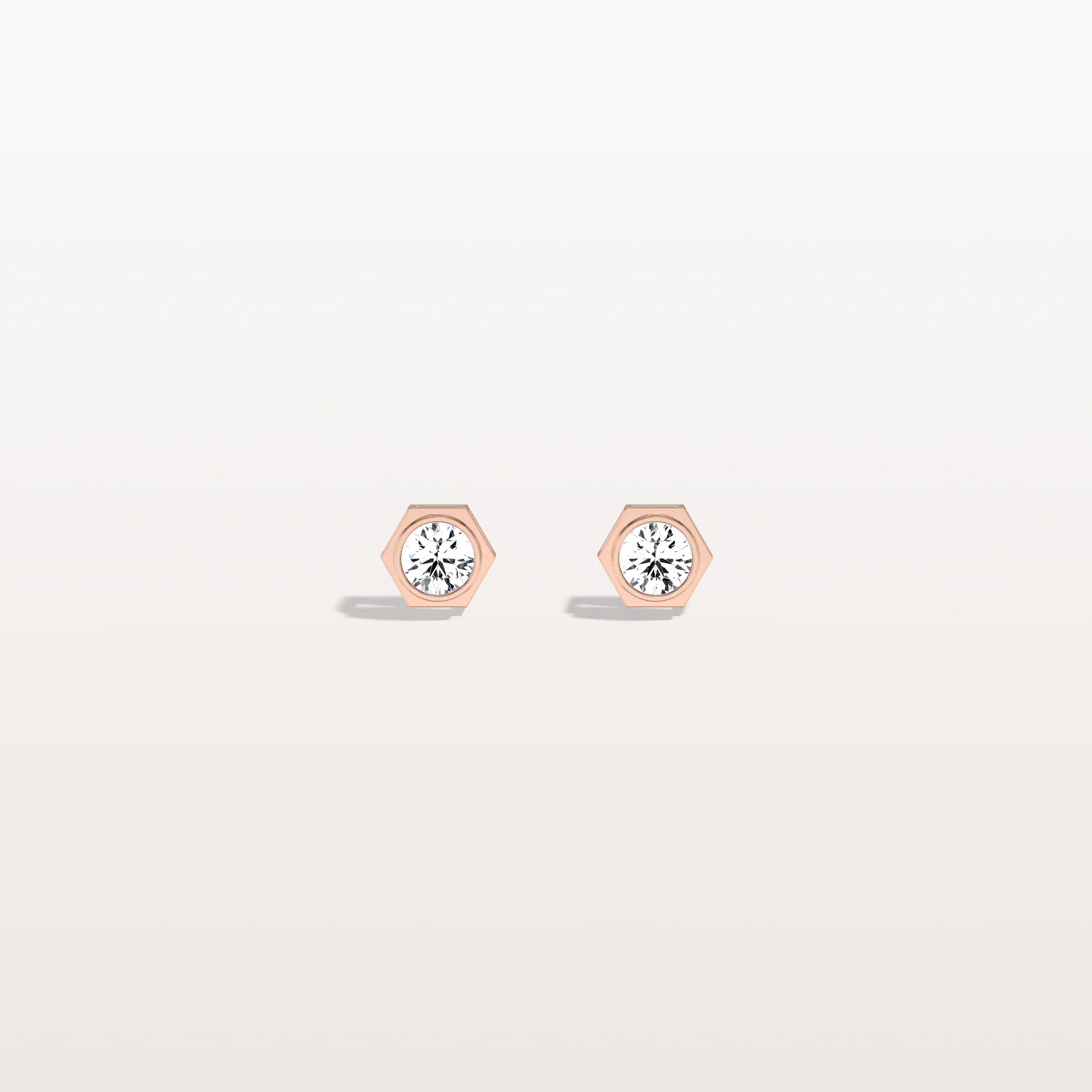 Hexagon Bezel Lab Grown Diamond Stud Earrings in 14K Yellow Gold - Image 17