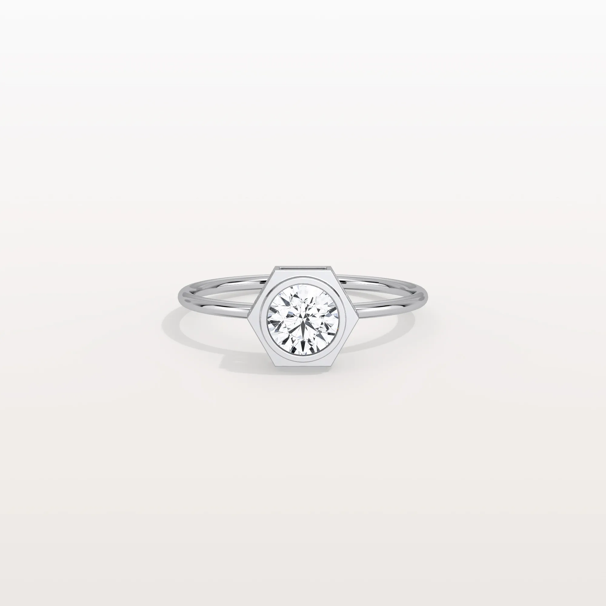0.5CT Hexagon Bezel Set Lab Created Diamond Ring - Image 10