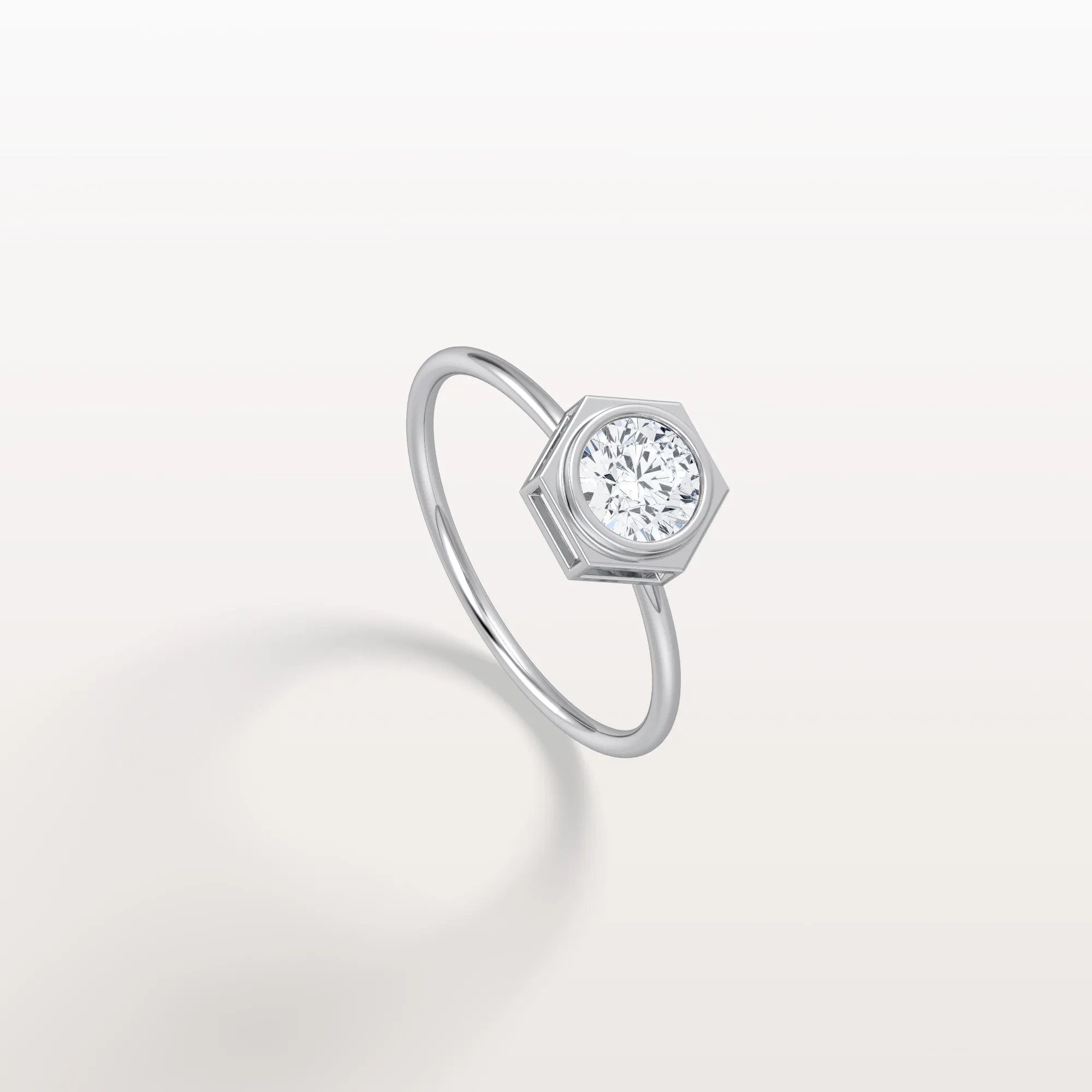 0.5CT Hexagon Bezel Set Lab Created Diamond Ring - Image 13
