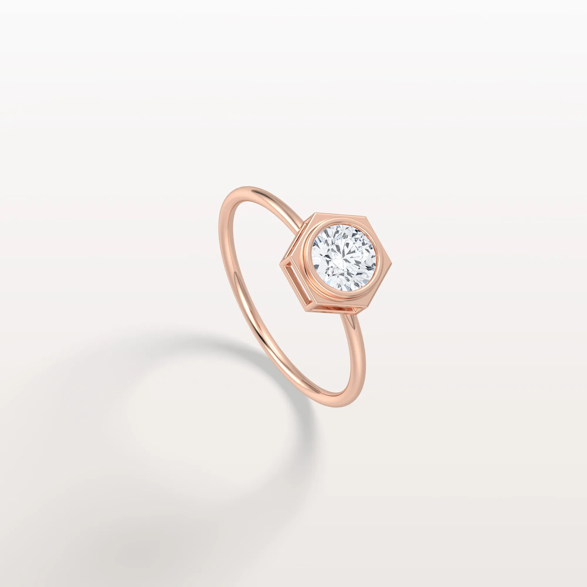 0.5CT Hexagon Bezel Set Lab Created Diamond Ring - Image 20