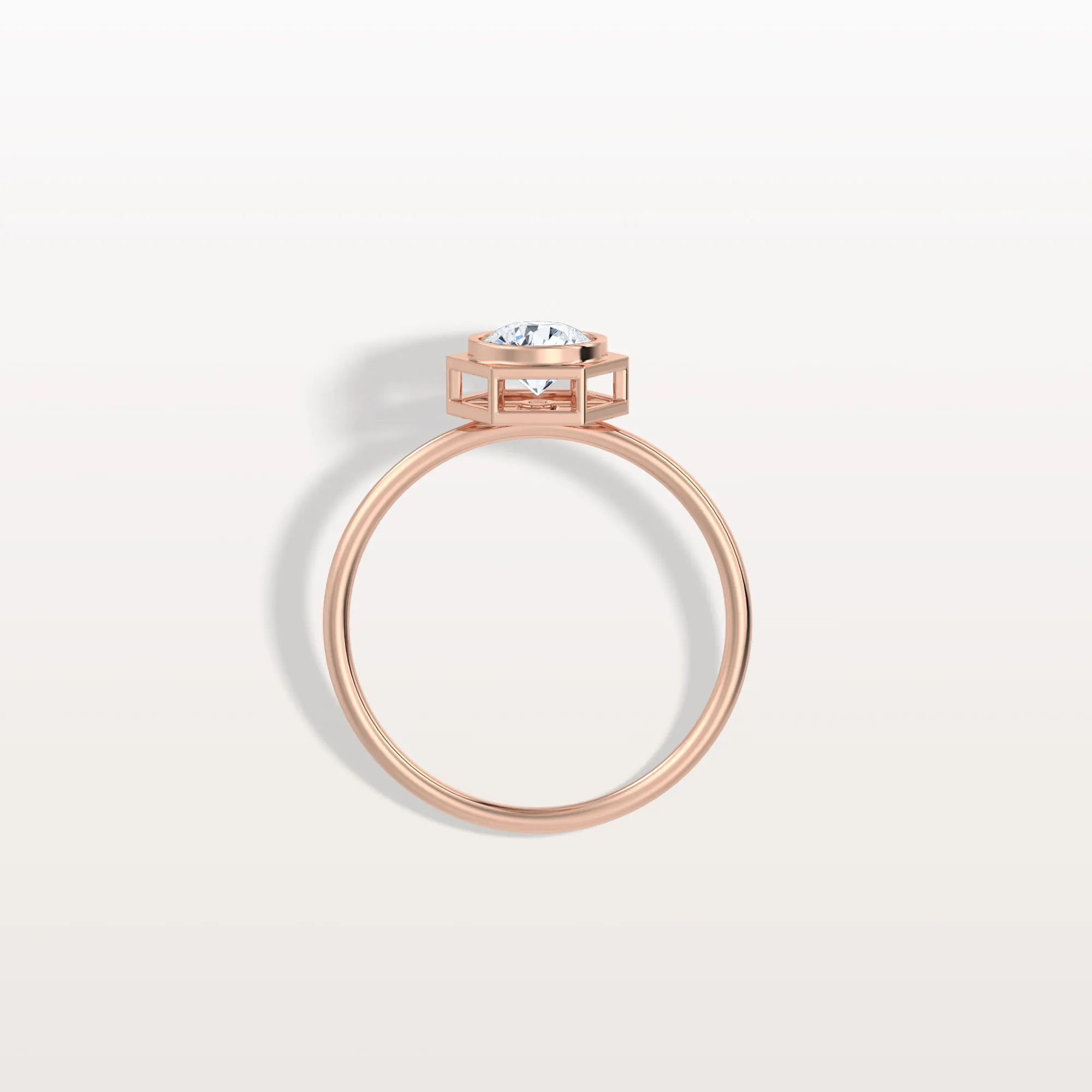 0.5CT Hexagon Bezel Set Lab Created Diamond Ring - Image 21