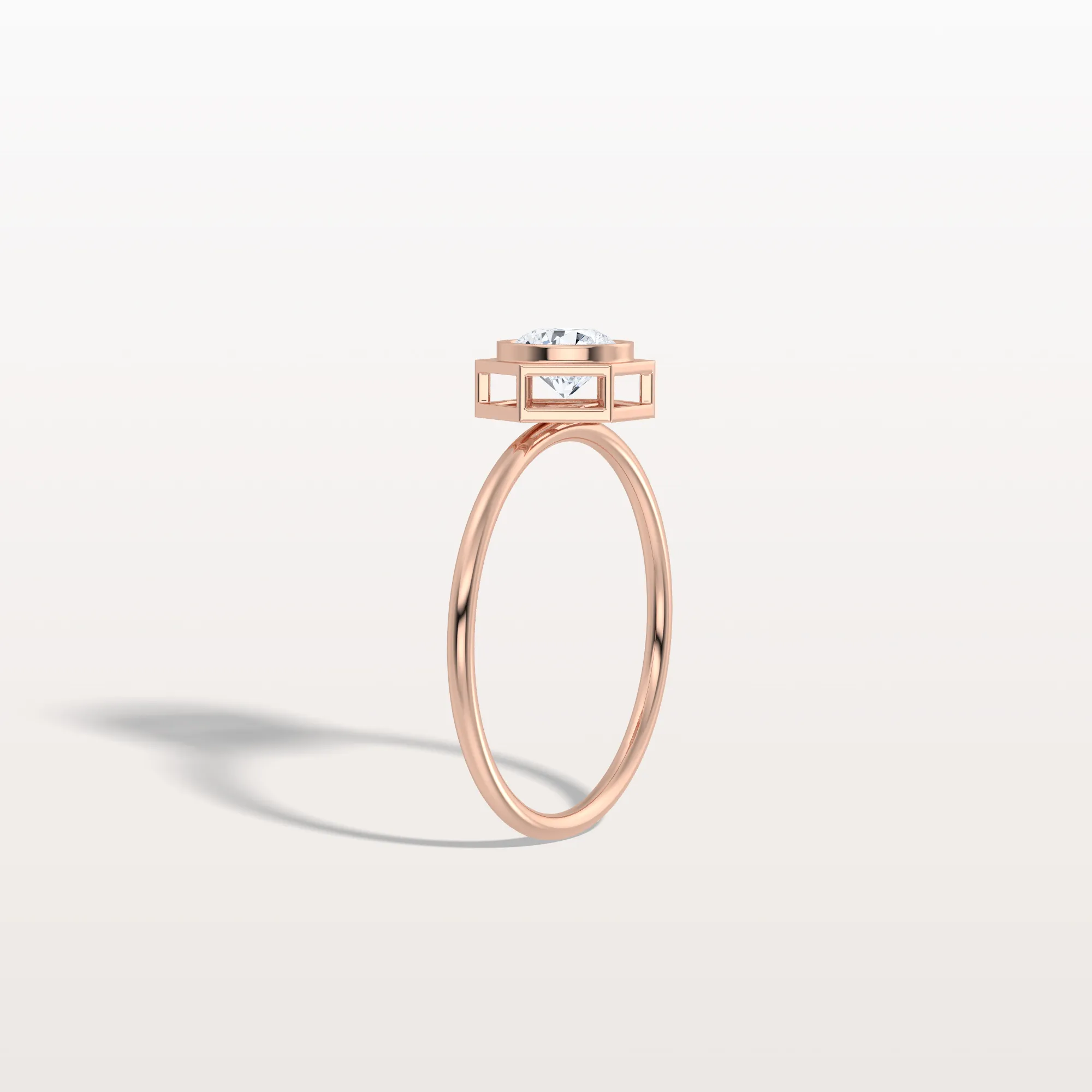 0.5CT Hexagon Bezel Set Lab Created Diamond Ring - Image 22