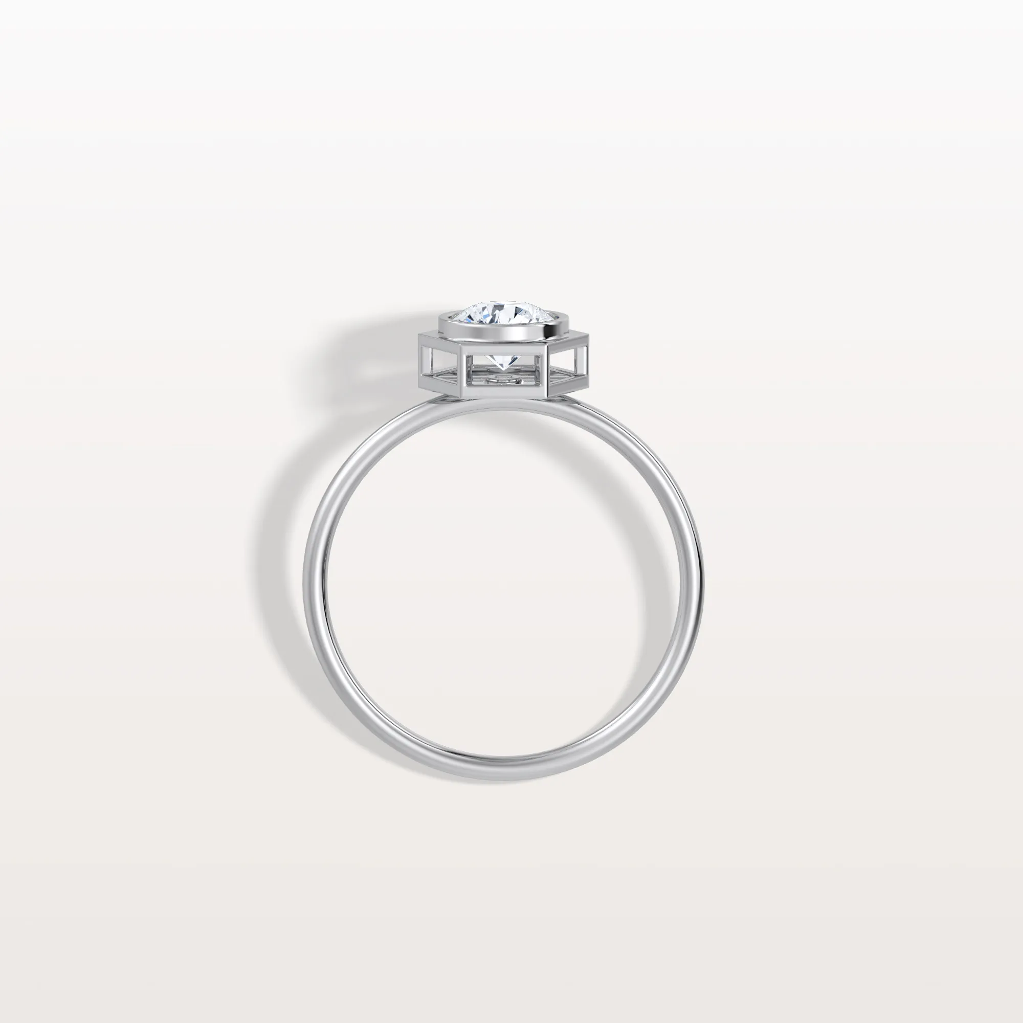 0.5CT Hexagon Bezel Set Lab Created Diamond Ring - Image 28