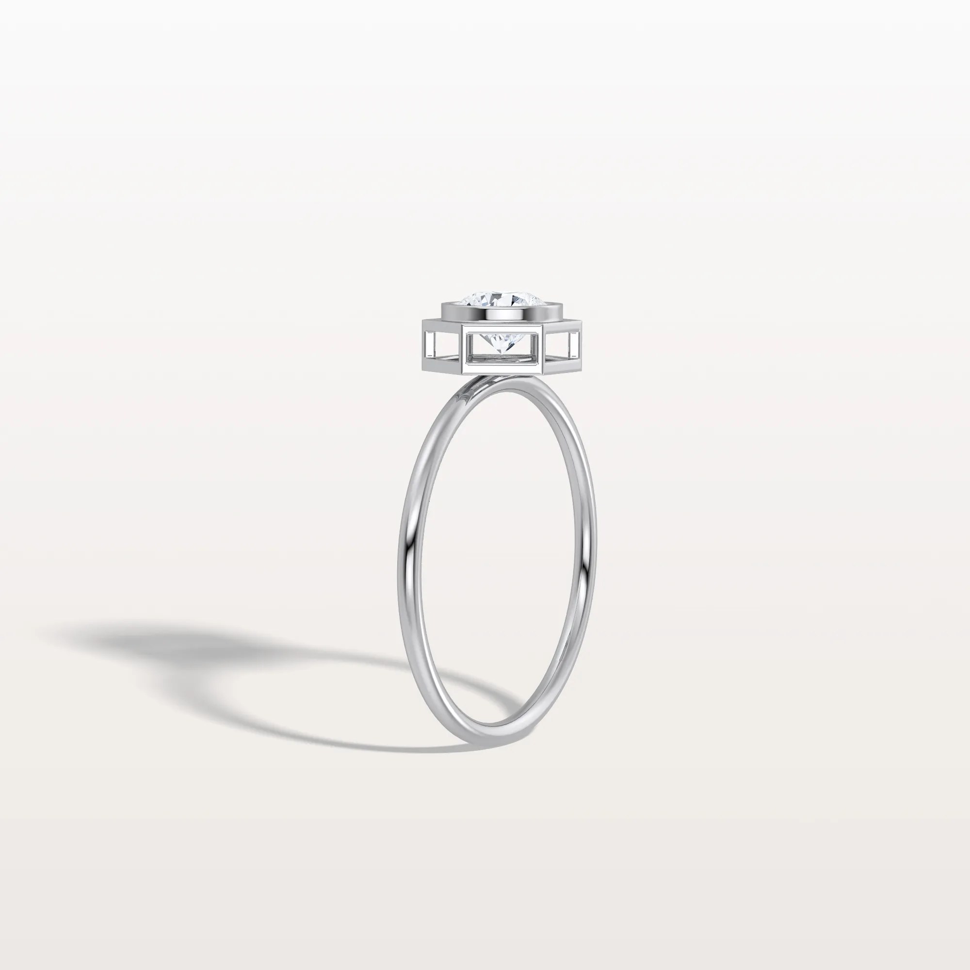 0.5CT Hexagon Bezel Set Lab Created Diamond Ring - Image 29