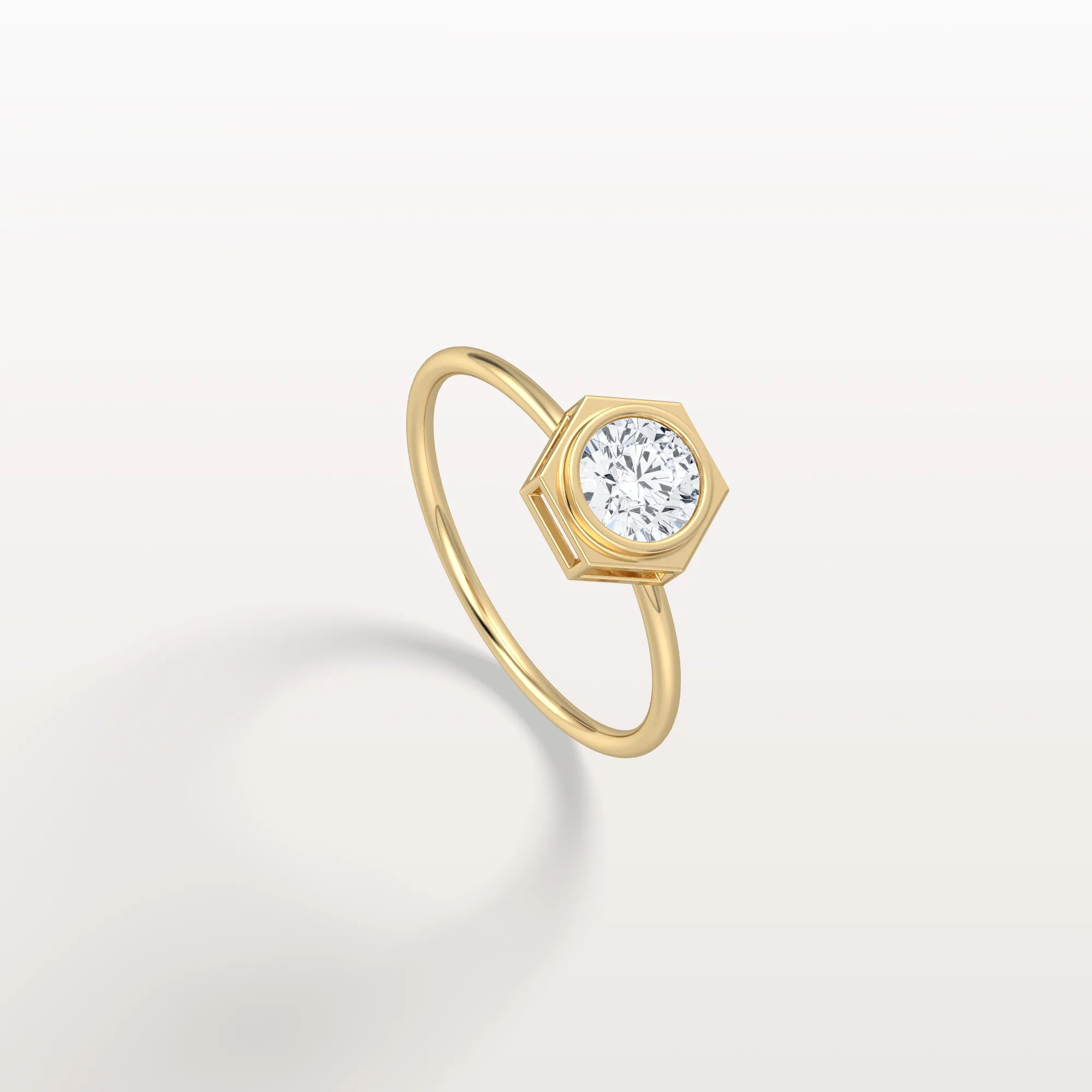 0.5CT Hexagon Bezel Set Lab Created Diamond Ring - Image 4