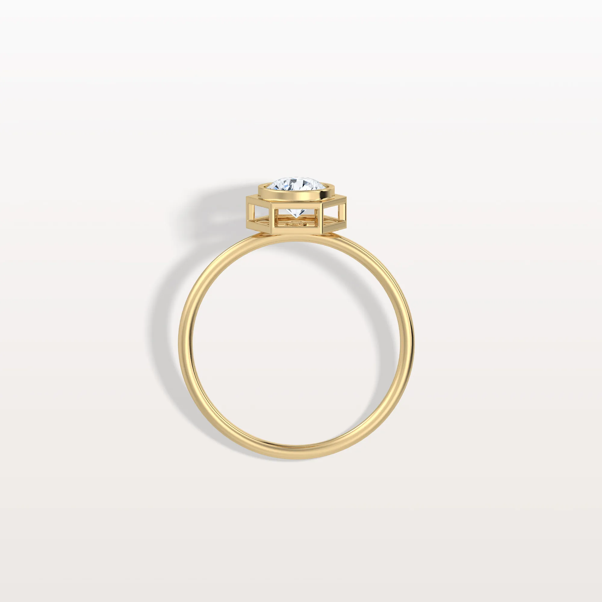 0.5CT Hexagon Bezel Set Lab Created Diamond Ring - Image 5