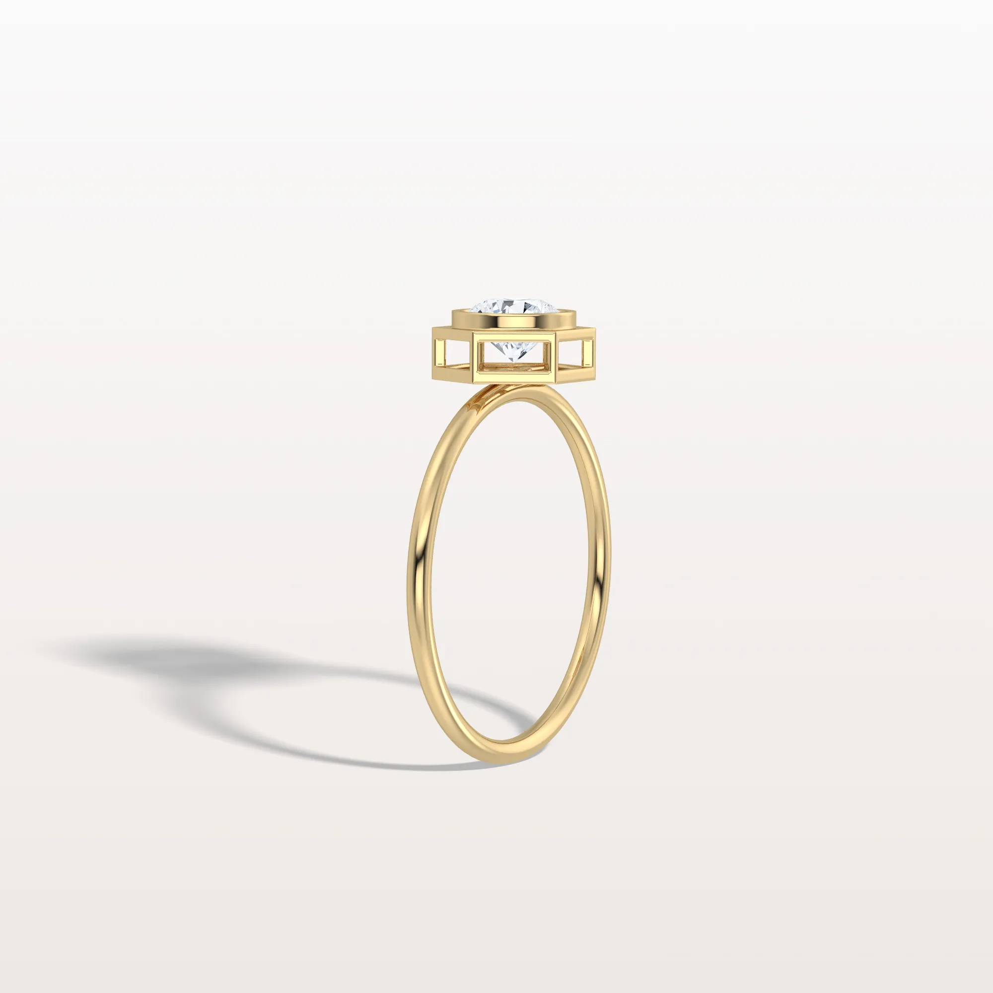 0.5CT Hexagon Bezel Set Lab Created Diamond Ring - Image 7