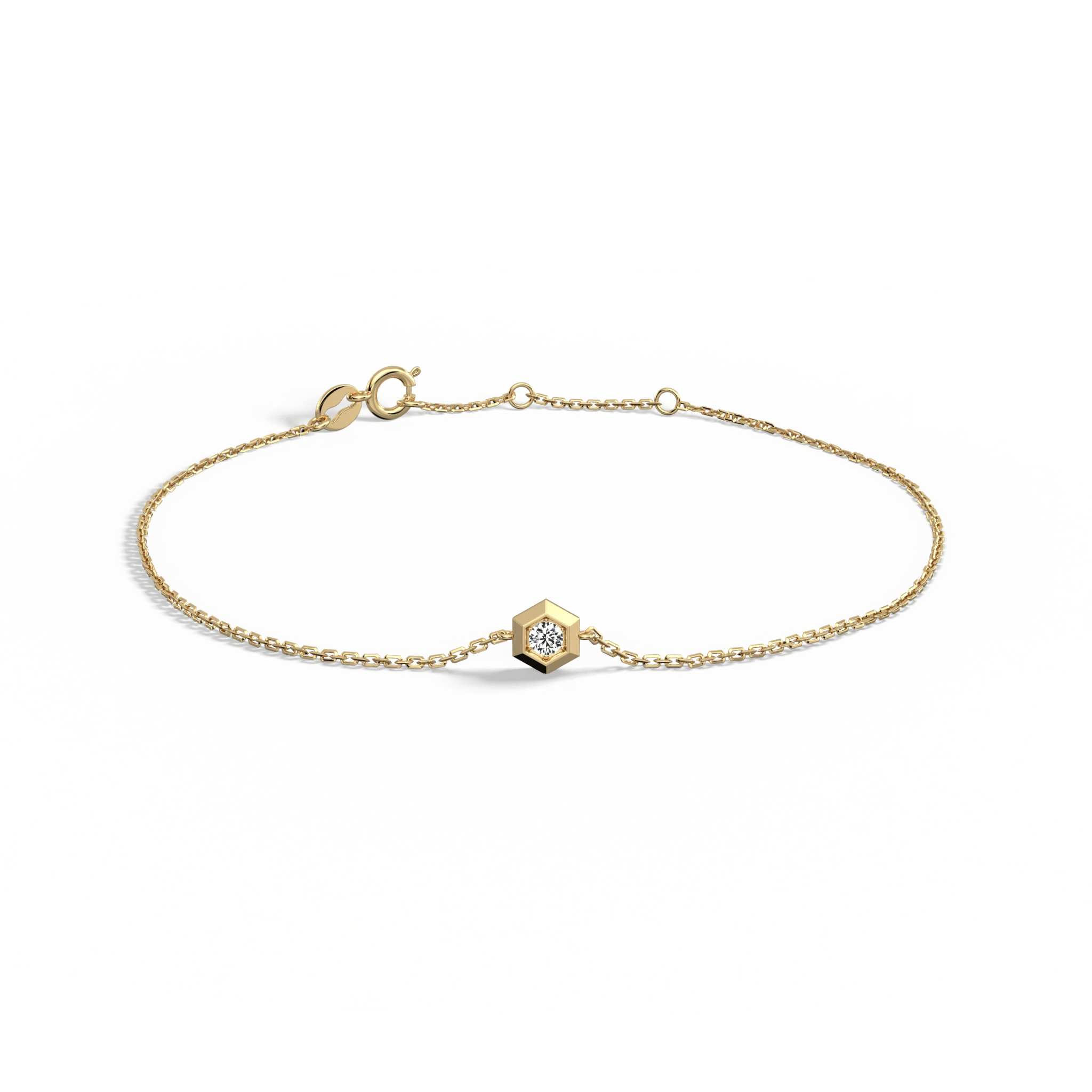 Hexagon Lab Grown Diamond Chain Bracelet in 14K Solid Gold/Platinum - Image 5