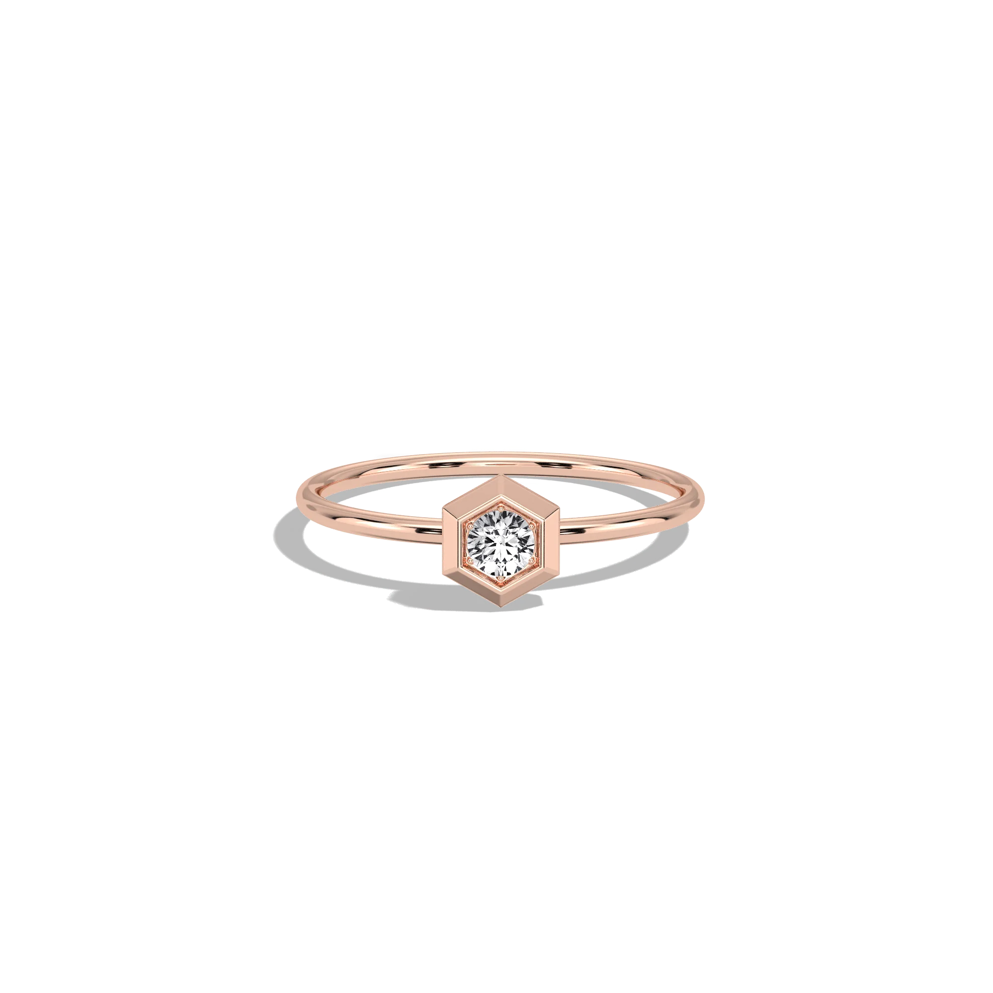 Hexagon Lab Grown Diamond Fashion Ring in 14K Solid Gold/Platinum - Image 18