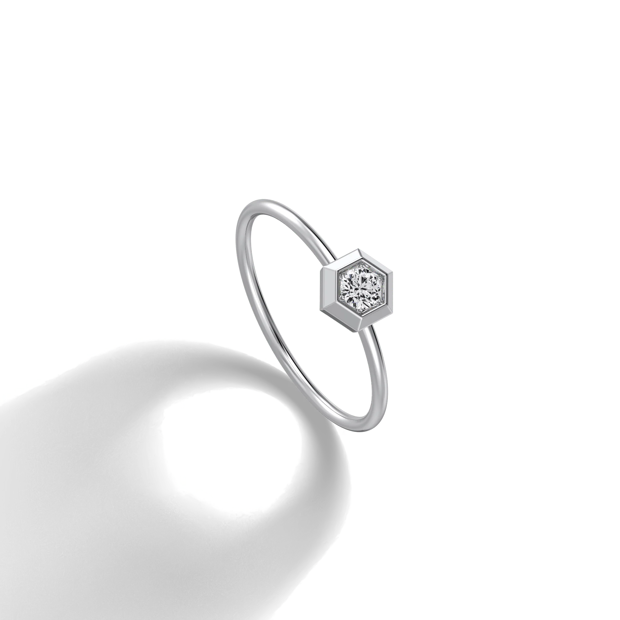 Hexagon Lab Grown Diamond Fashion Ring in 14K Solid Gold/Platinum - Image 29