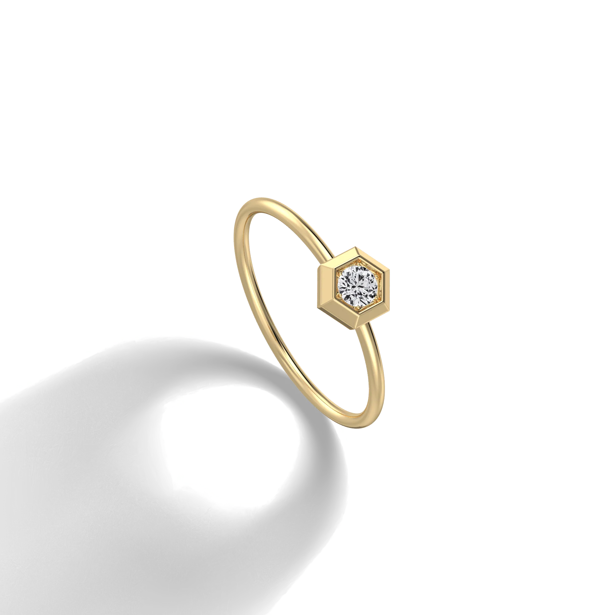 Hexagon Lab Grown Diamond Fashion Ring in 14K Solid Gold/Platinum - Image 8