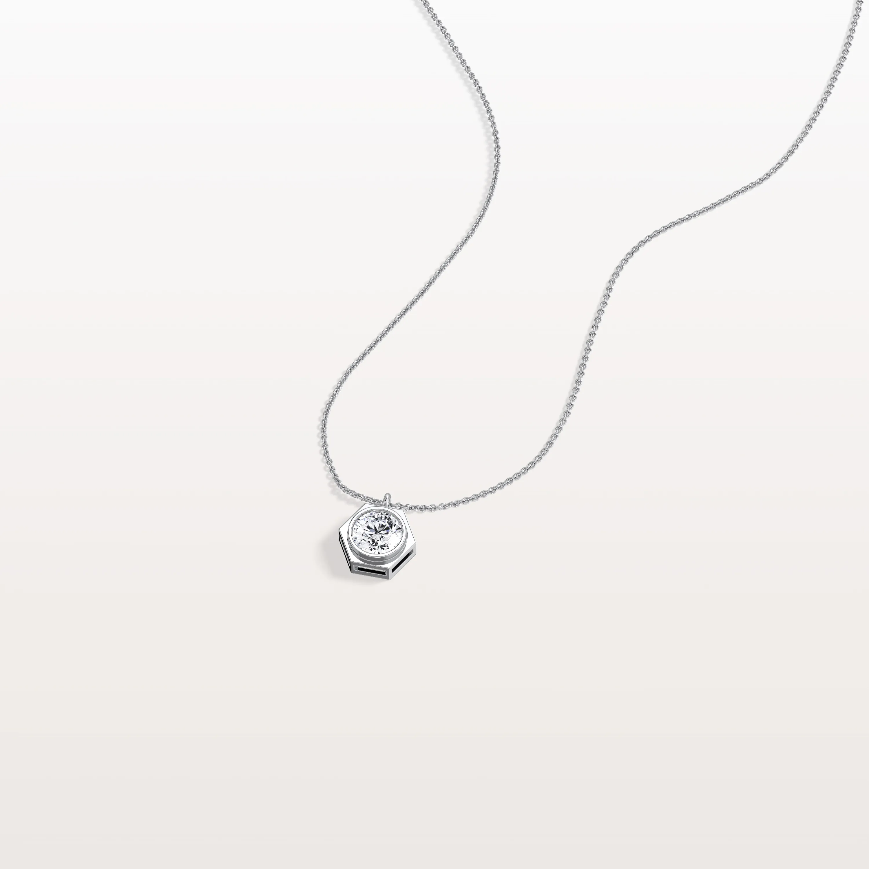Hexagon Lab Grown Diamond Necklace in 14K Solid Gold/Platinum - Image 11