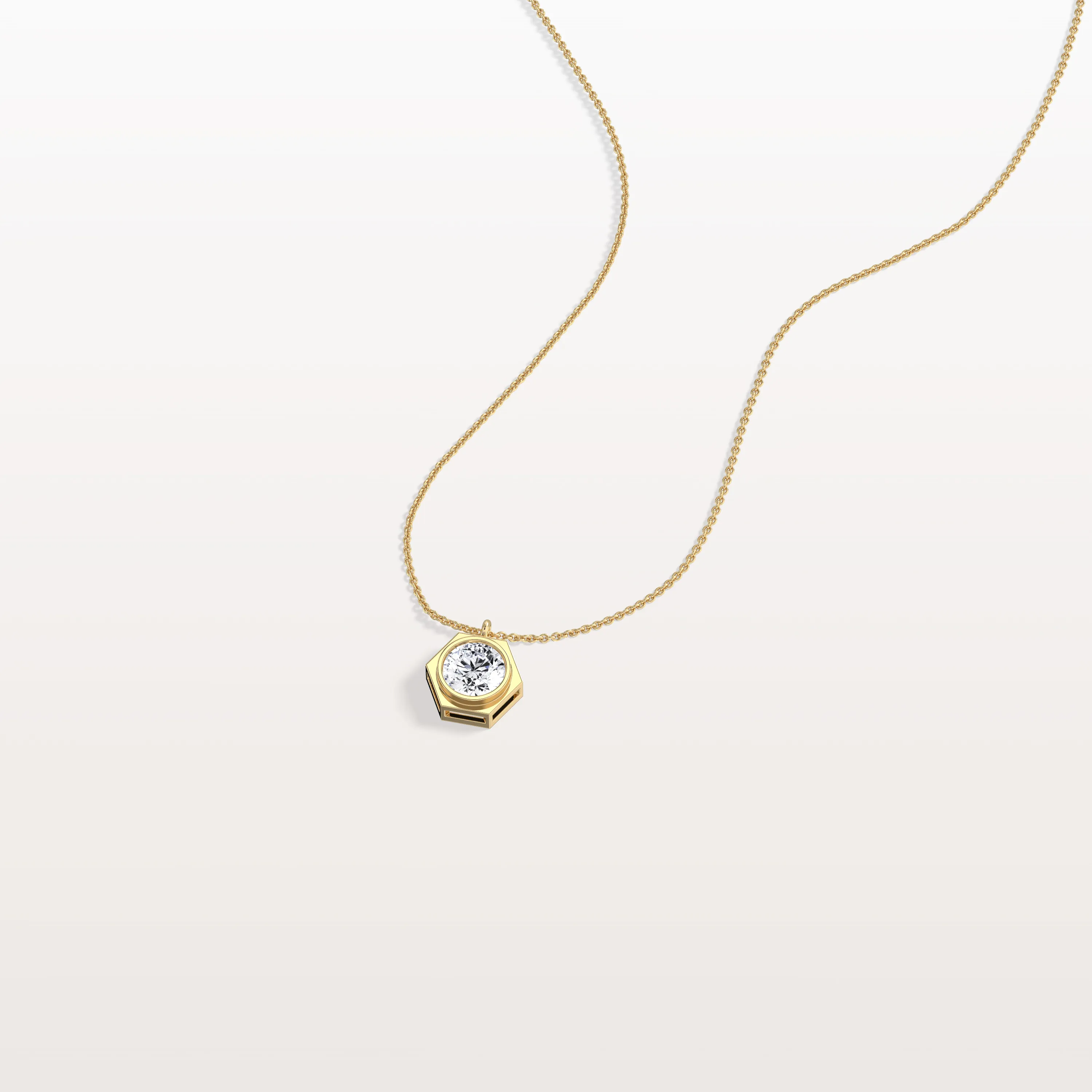 Hexagon Lab Grown Diamond Necklace in 14K Solid Gold/Platinum - Image 4