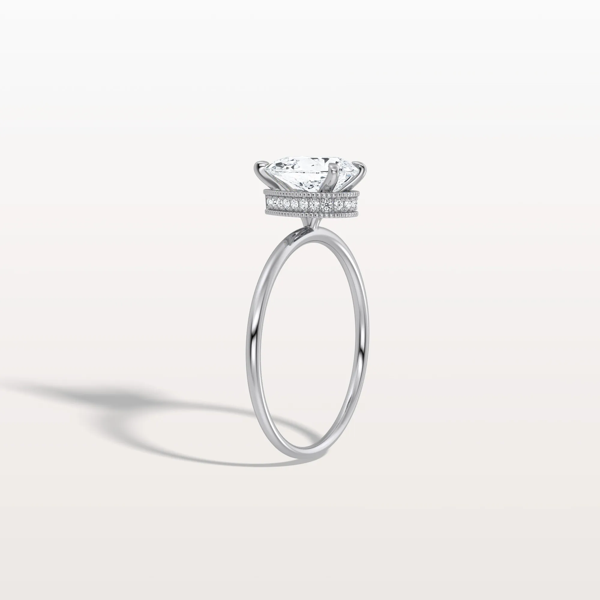 Elora丨Hidden Halo 1CT Pear Lab Diamond Ring with Basket Setting - Image 27