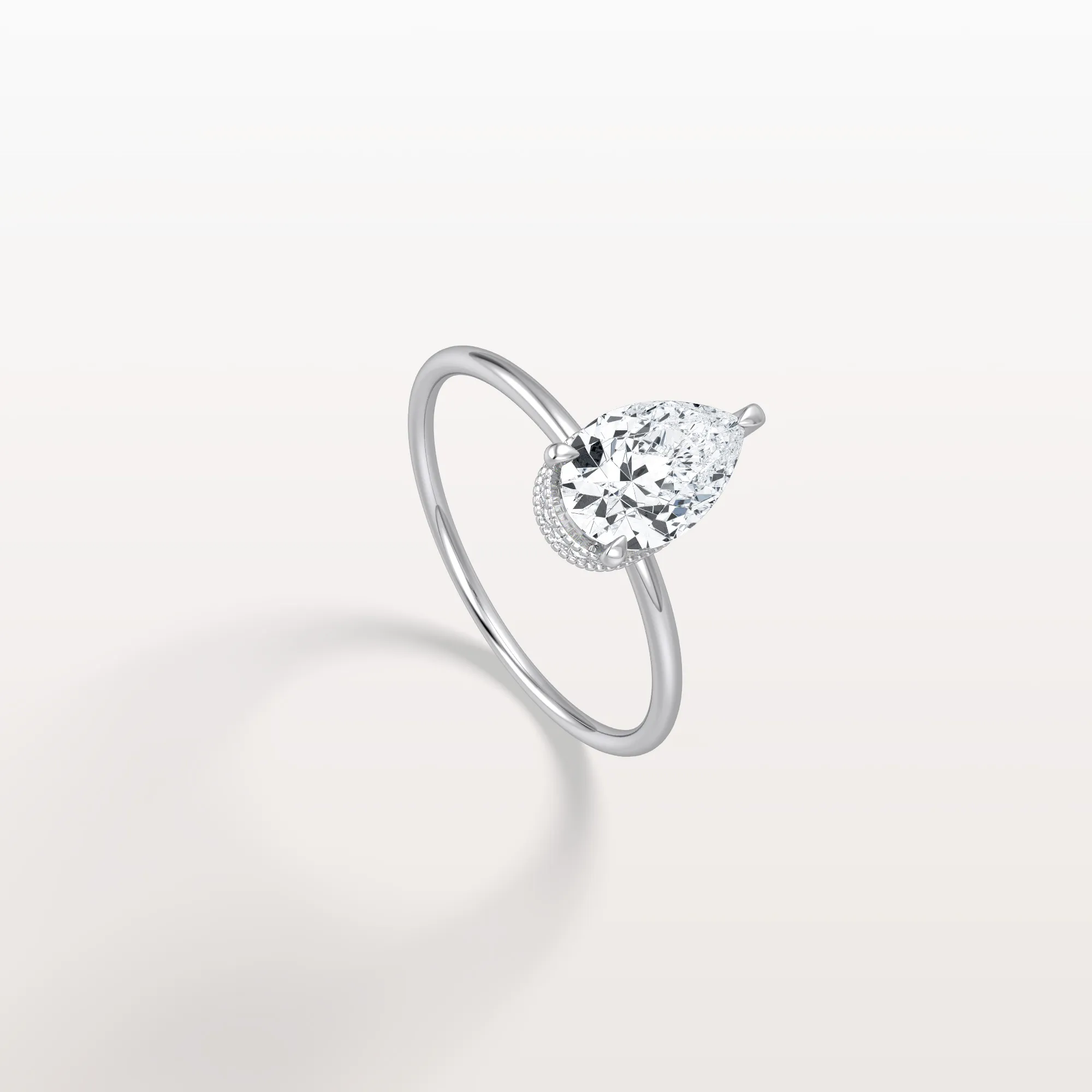Elora丨Hidden Halo 1CT Pear Lab Diamond Ring with Basket Setting - Image 29