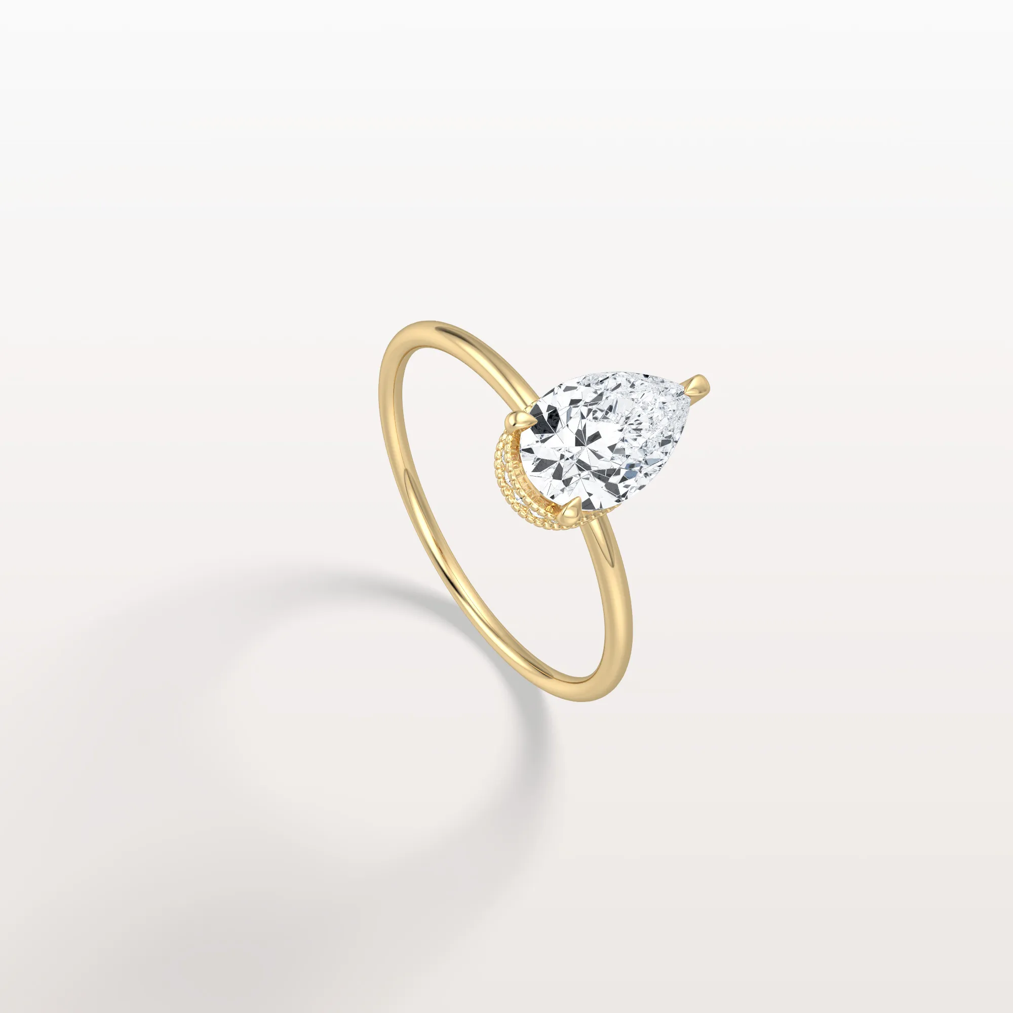 Elora丨Hidden Halo 1CT Pear Lab Diamond Ring with Basket Setting - Image 4