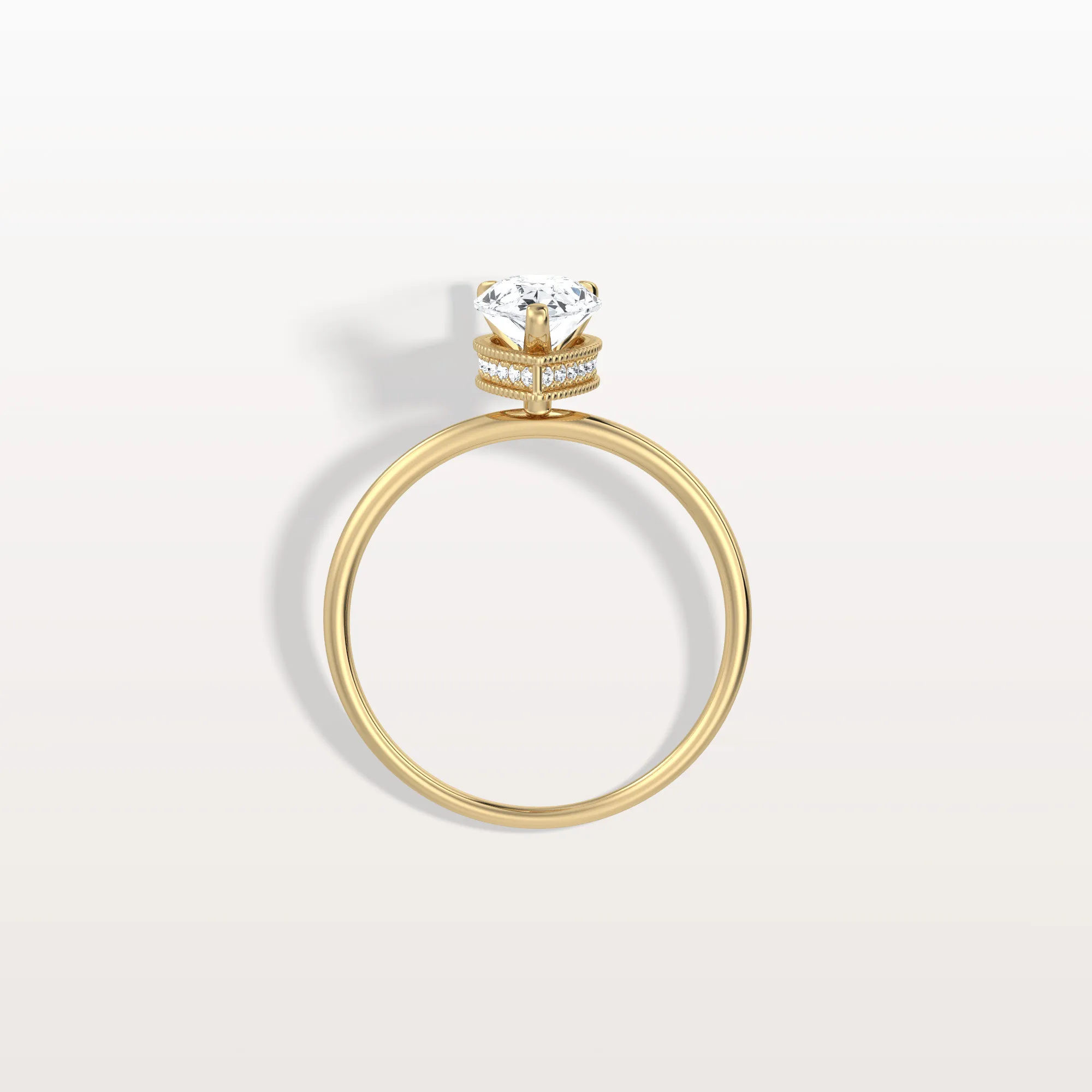 Elora丨Hidden Halo 1CT Pear Lab Diamond Ring with Basket Setting - Image 5
