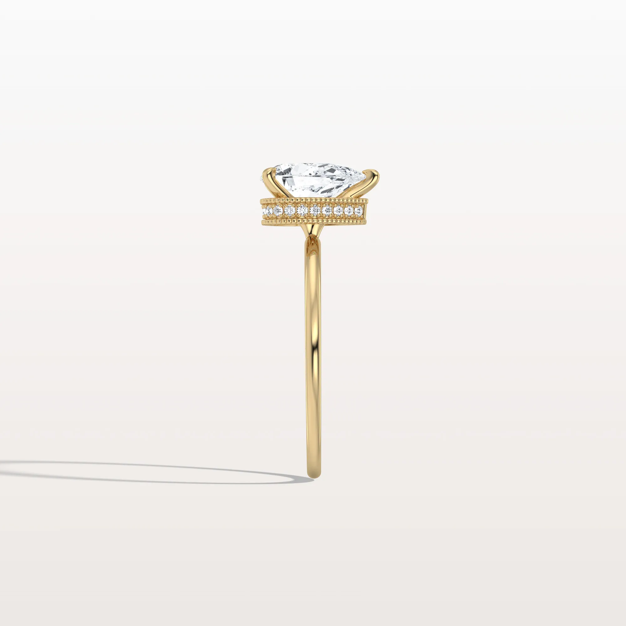 Elora丨Hidden Halo 1CT Pear Lab Diamond Ring with Basket Setting - Image 7
