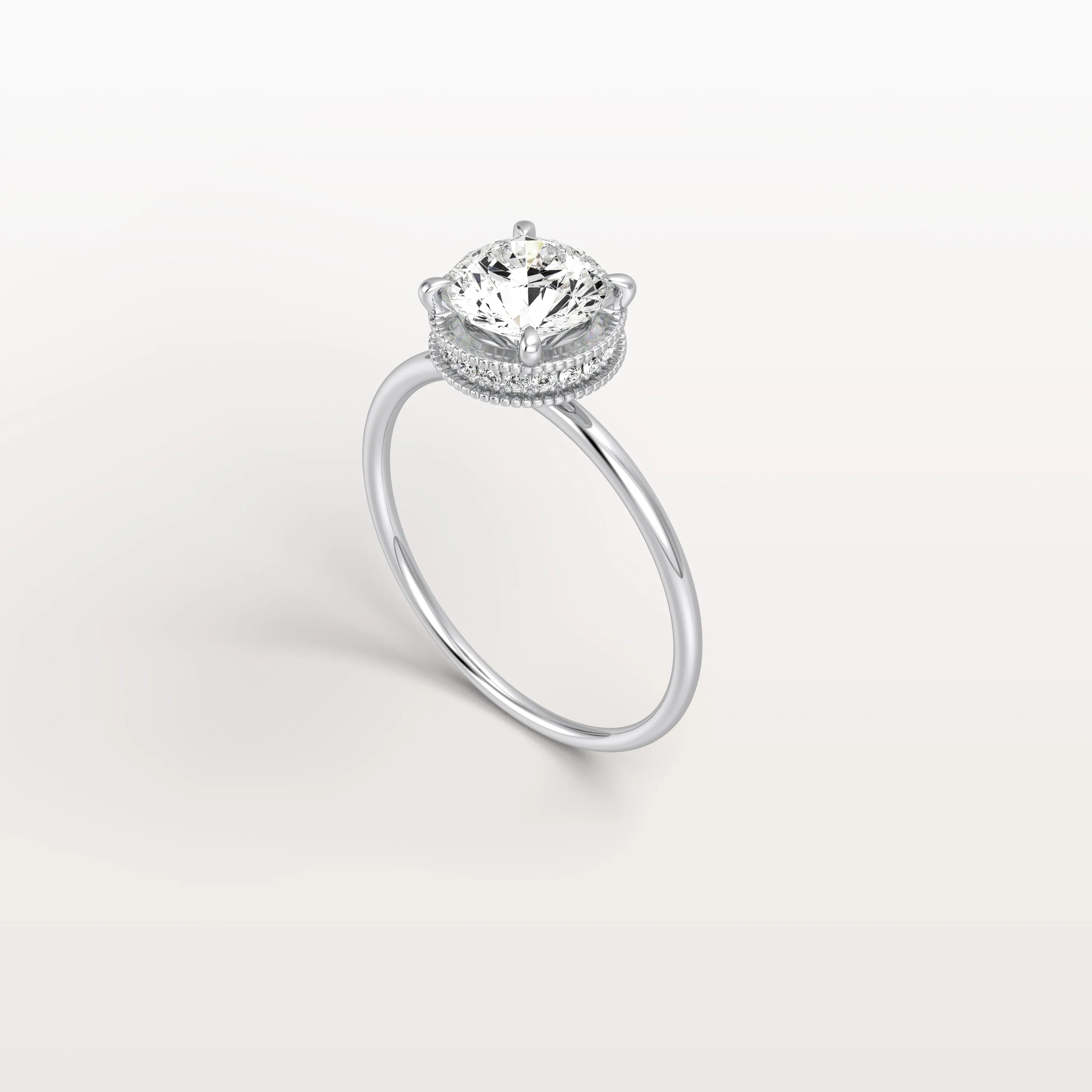 Liana丨Hidden Halo 1CT Round Lab Diamond Ring With Basket Setting - Image 12