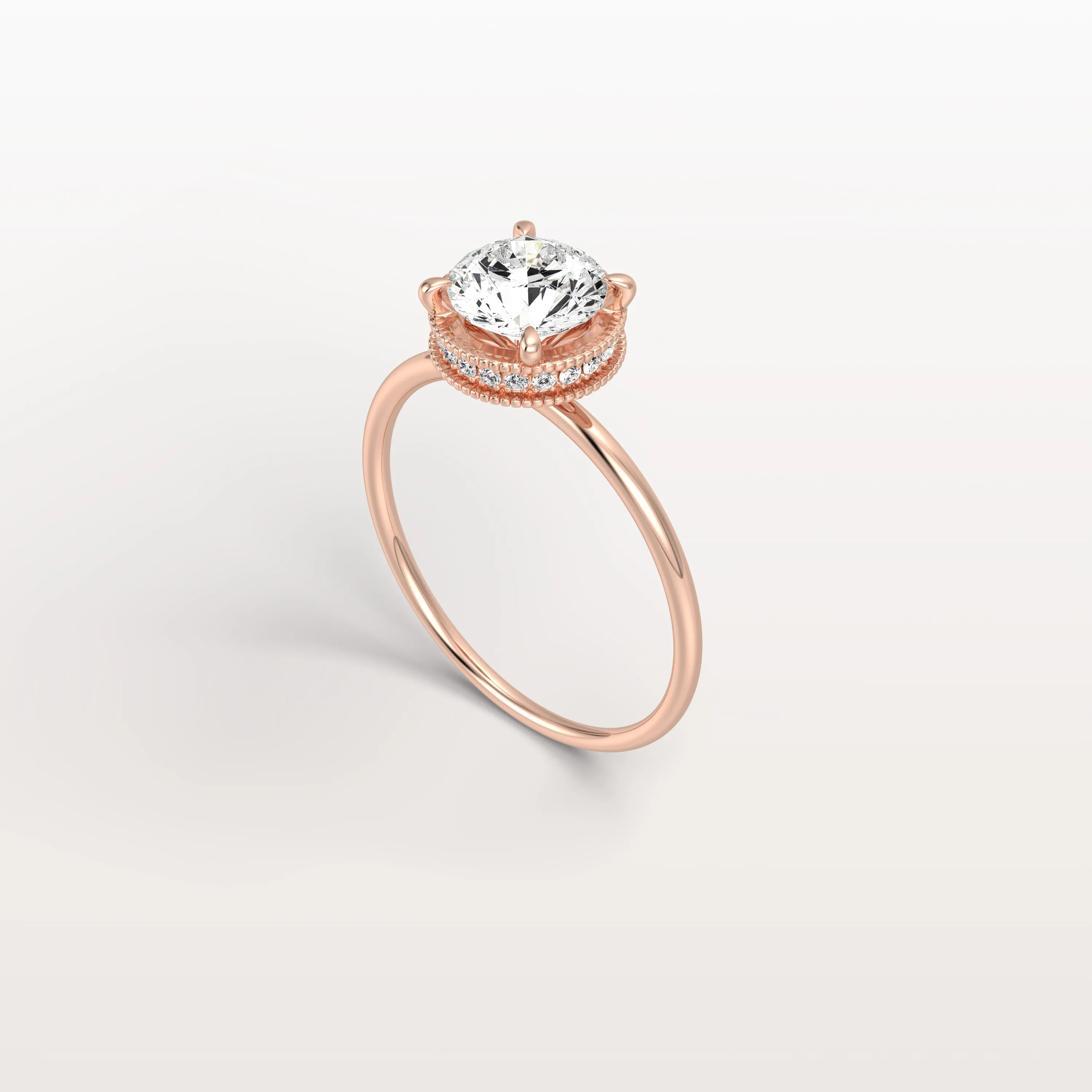Liana丨Hidden Halo 1CT Round Lab Diamond Ring With Basket Setting - Image 19