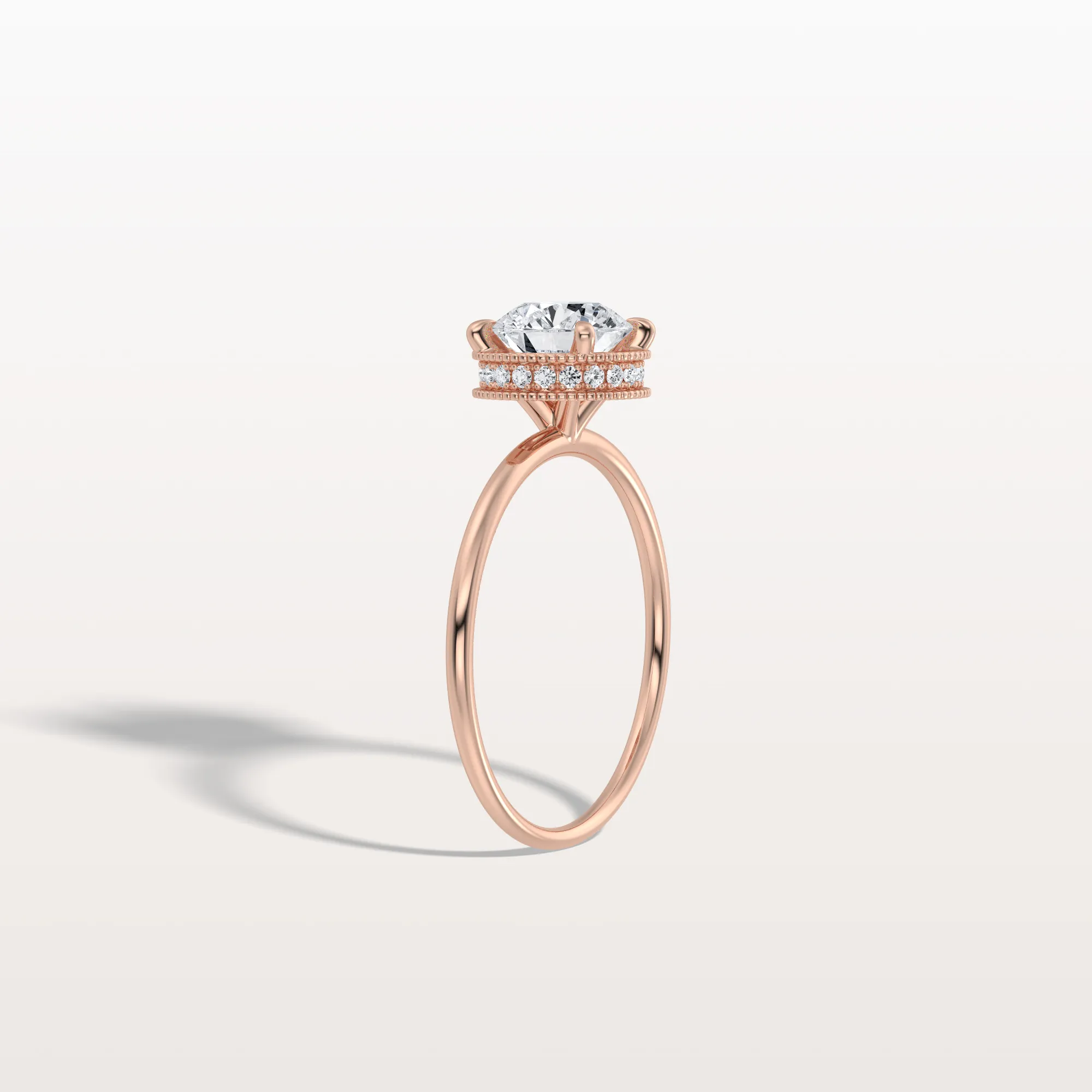 Liana丨Hidden Halo 1CT Round Lab Diamond Ring With Basket Setting - Image 20