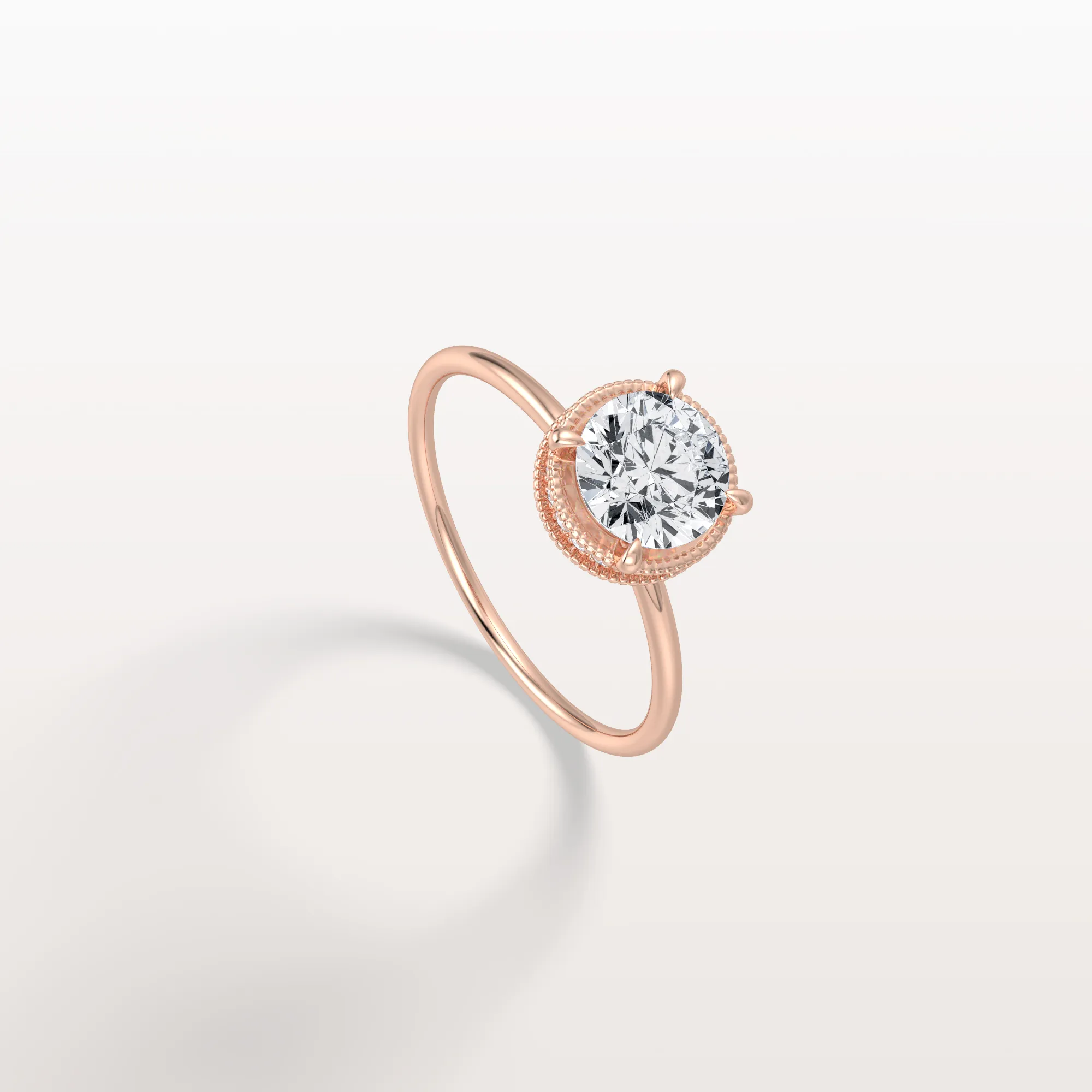 Liana丨Hidden Halo 1CT Round Lab Diamond Ring With Basket Setting - Image 21