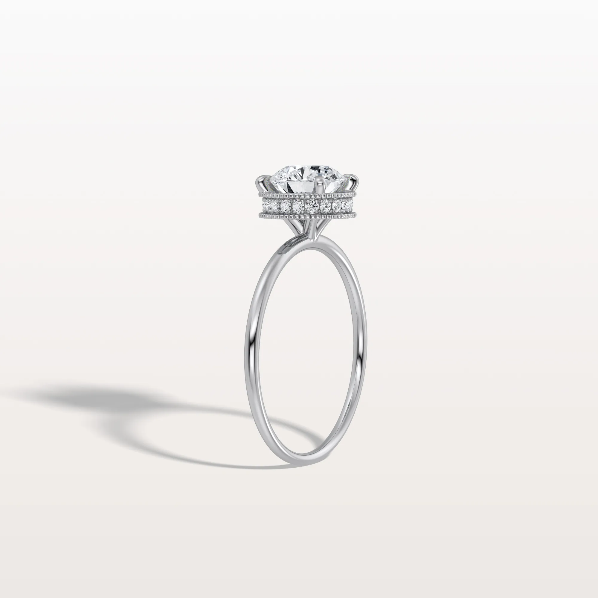 Liana丨Hidden Halo 1CT Round Lab Diamond Ring With Basket Setting - Image 28