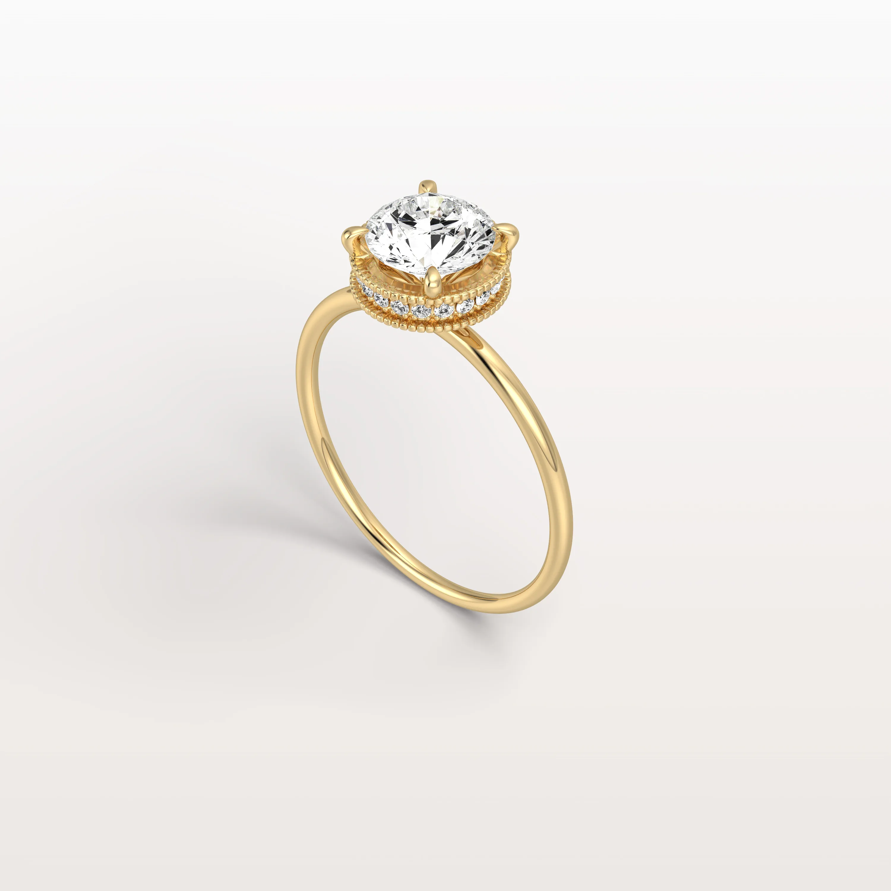 Liana丨Hidden Halo 1CT Round Lab Diamond Ring With Basket Setting - Image 7