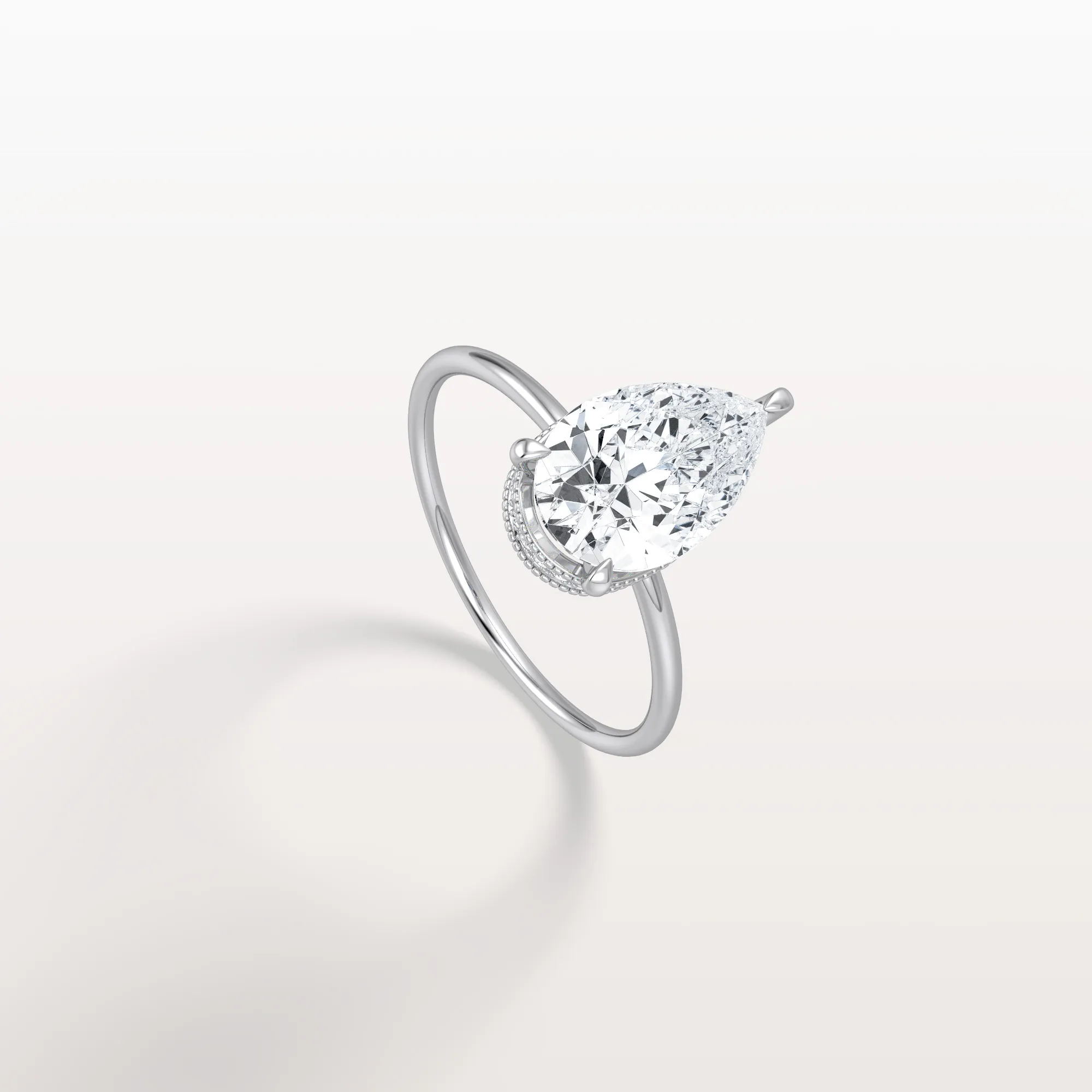 Elora丨Hidden Halo 2CT Pear Lab Diamond Ring with Basket Setting - Image 12