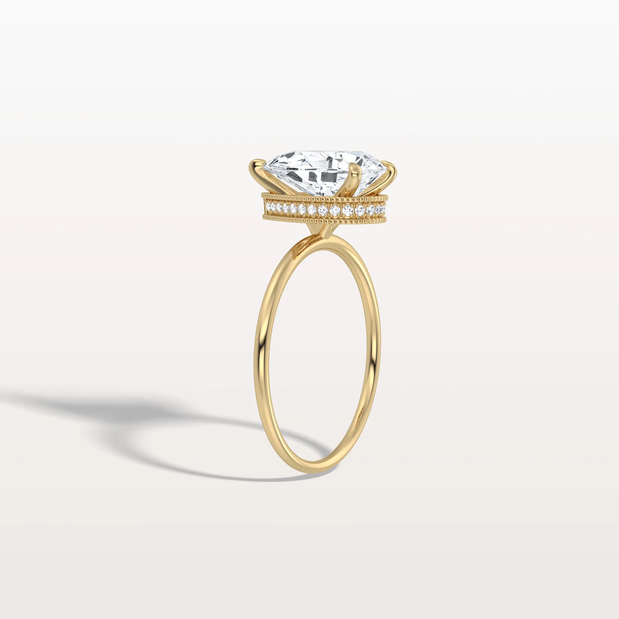 Elora丨Hidden Halo 2CT Pear Lab Diamond Ring with Basket Setting - Image 4