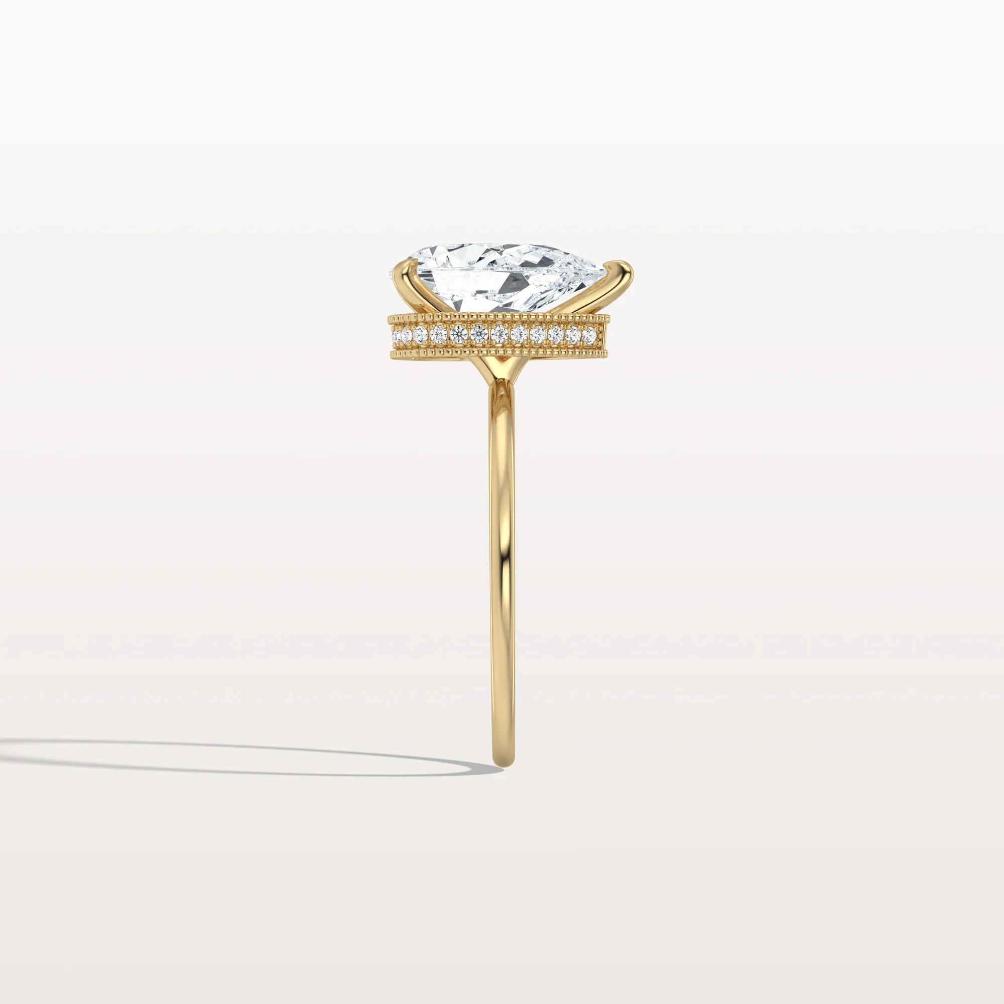 Elora丨Hidden Halo 2CT Pear Lab Diamond Ring with Basket Setting - Image 5