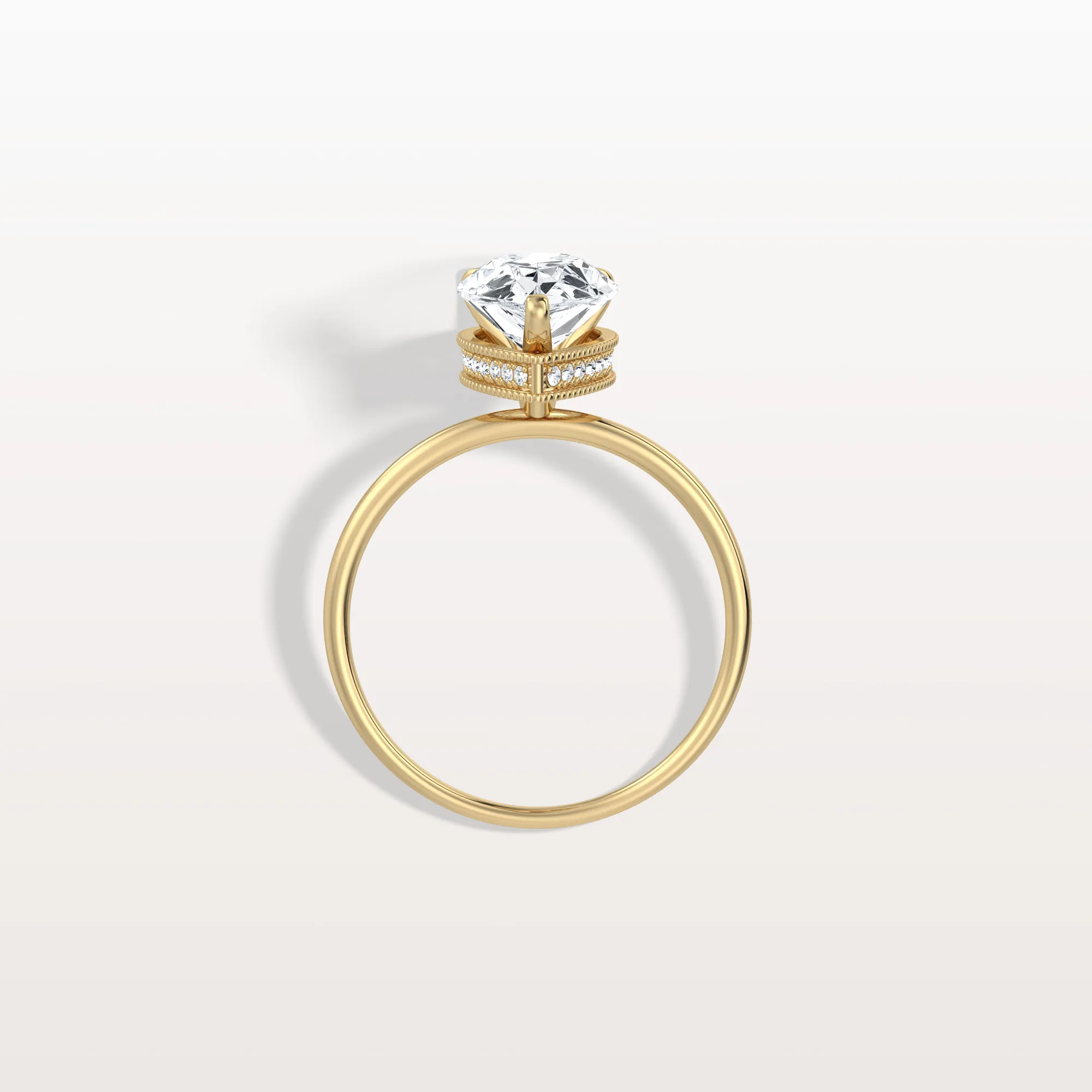 Elora丨Hidden Halo 2CT Pear Lab Diamond Ring with Basket Setting - Image 6