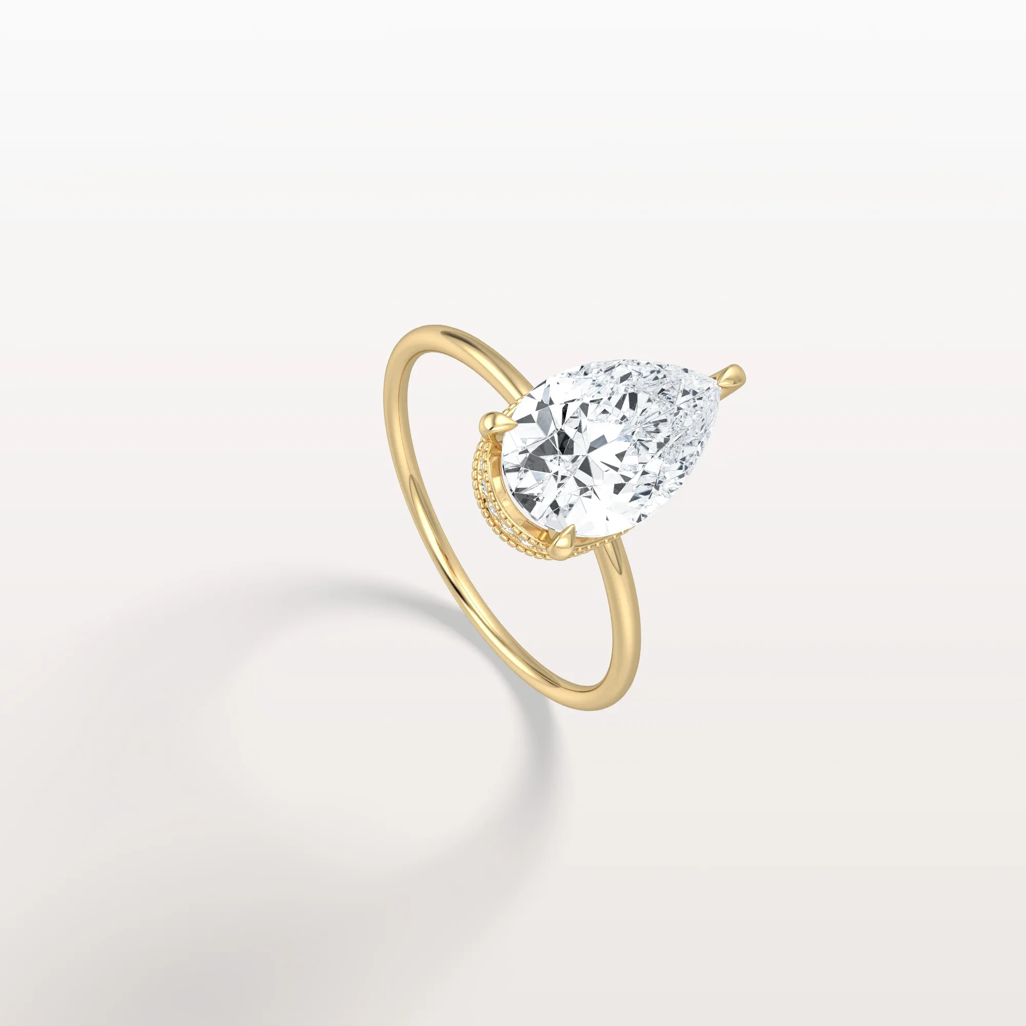 Elora丨Hidden Halo 2CT Pear Lab Diamond Ring with Basket Setting - Image 7
